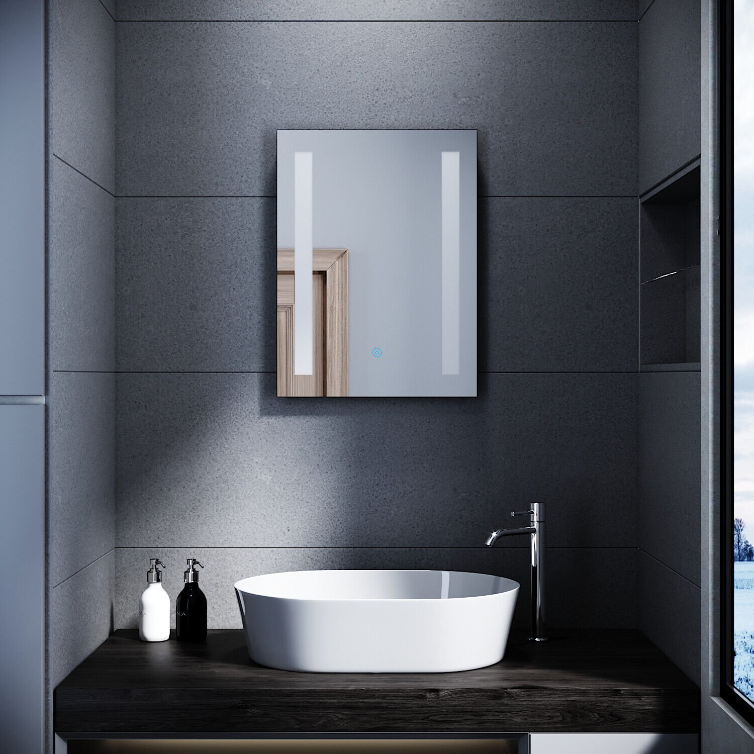 Bild 81 - Badspiegel LED mit Beleuchtung 45x60 Badezimmerspiegel Touch Wandspiegel