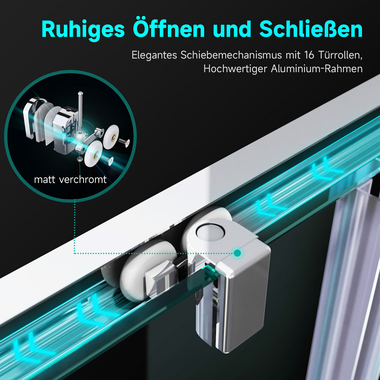 Bild 31 - Eckeinstieg Duschabtrennung Duschkabine Schiebetür Echtglas Dusche 185-195cm ESG
