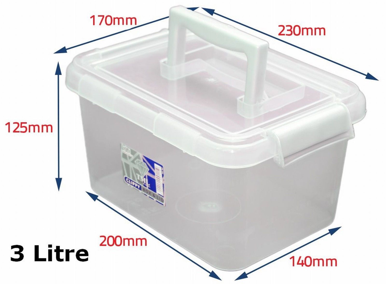 Viss 5 X 3.5 LITRE PLASTIC STORAGE BOX! QUALITY CONTAINER WITH CLEAR LID! STACKABLE! -Vonshef shop