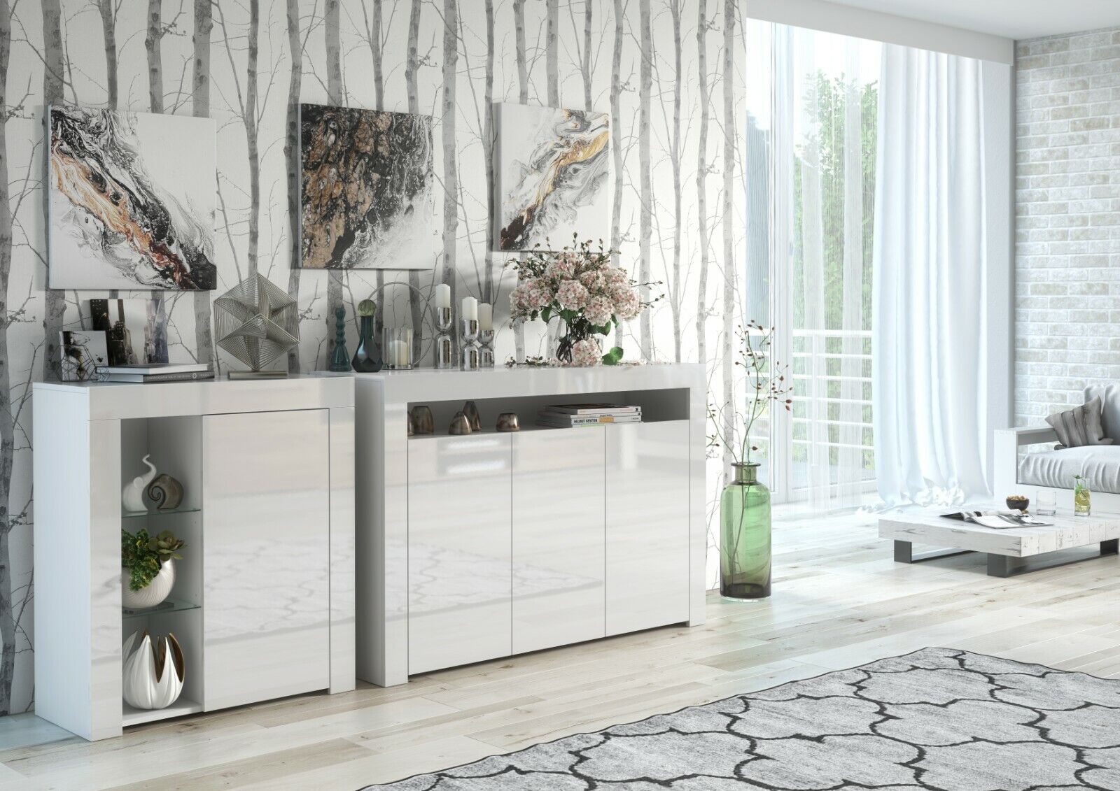 Glass Display Cabinet Unit Bookcase Shelving Storage Small Slim White Gloss Lily -Living Room Furniture Store AAHKMJXYDAFdJAOAIMEbOAchJdpzcxeaGAN93tAr4QXGWKMAFYYCp