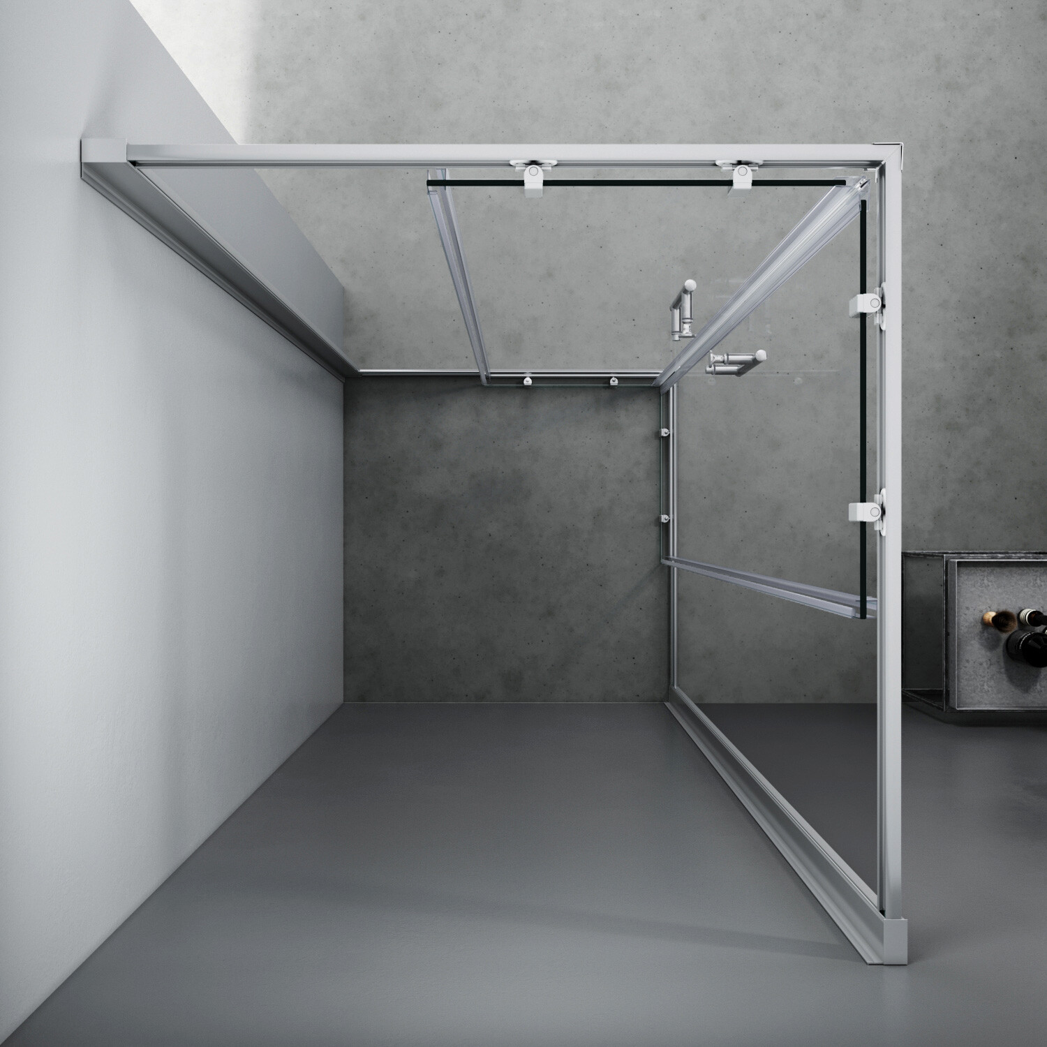Bild 111 - Eckeinstieg Duschabtrennung Duschkabine Schiebetür Echtglas Dusche 185-195cm ESG