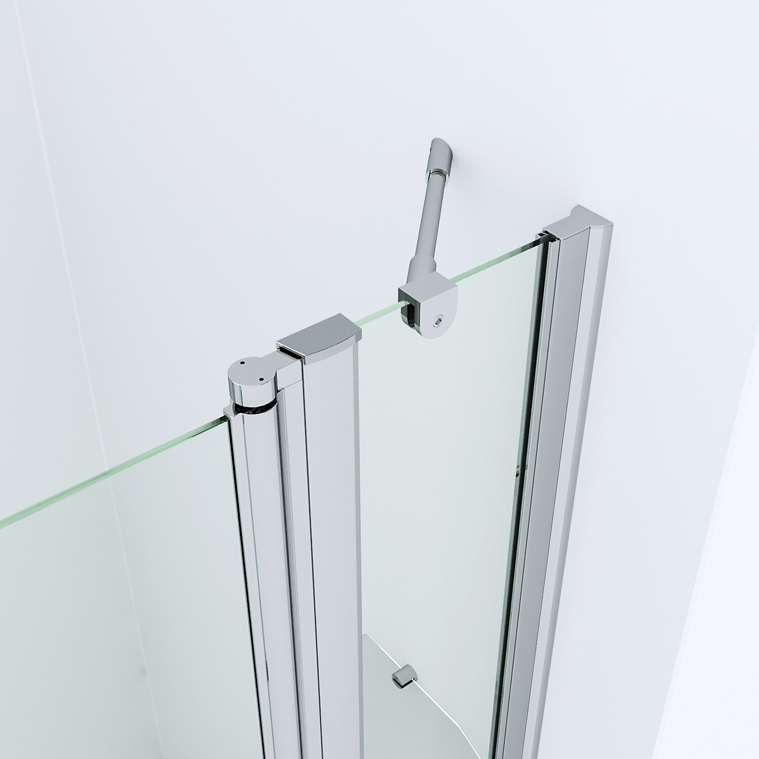 Bodengleiche Dusche mit Wegklappbaren Glastüren Falttür an Festteil mit Duschablage Höhe 187 cm