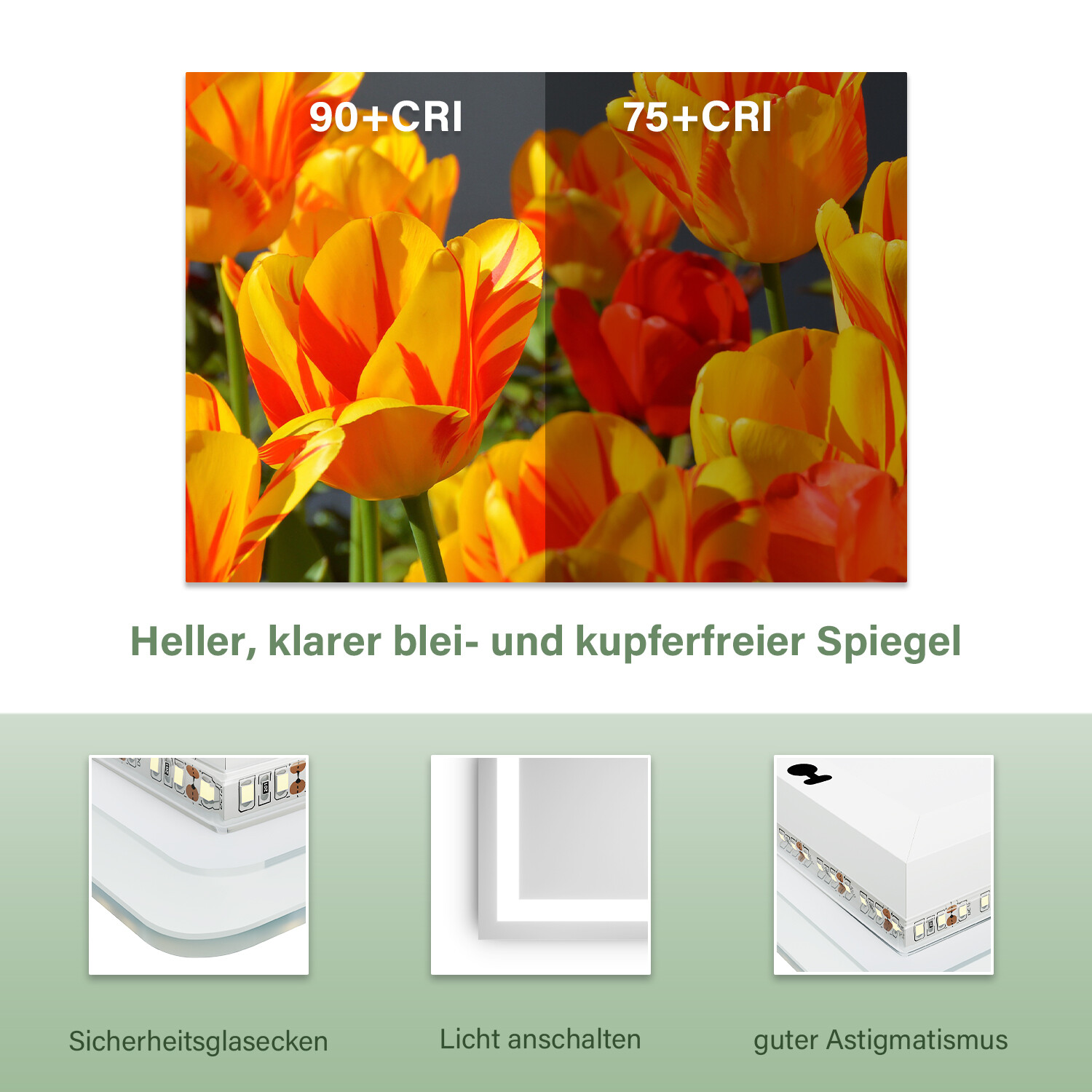 Bild 61 - Badspiegel LED mit Uhr Touch Beschlagfrei Beleuchtung Wandspiegel 120x60 3 Licht