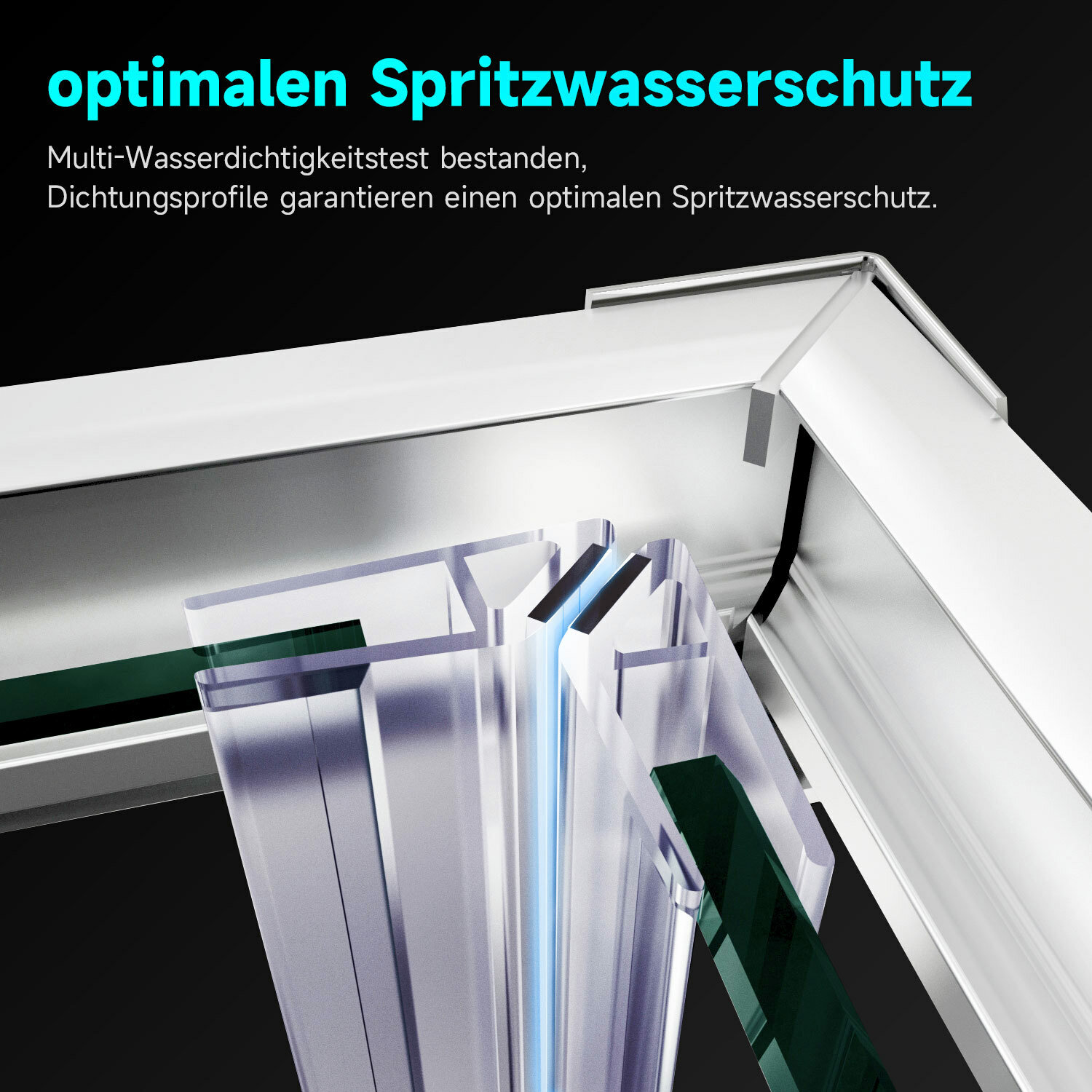 Bild 7 - Eckeinstieg Duschabtrennung Duschkabine Schiebetür Echtglas Dusche 185-195cm ESG