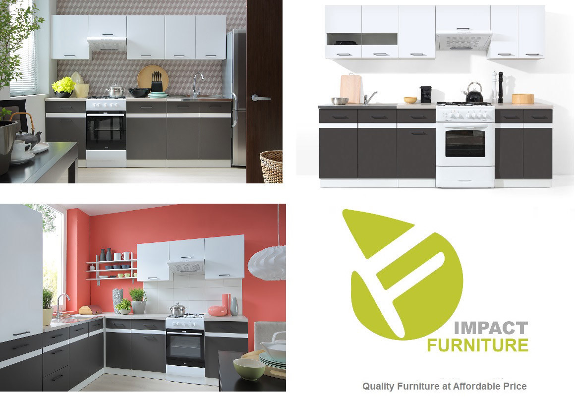 IMPACT FURNITURE 600 White Kitchen Corner Cabinet Wall Unit Cupboard 60cm Low Gloss Matt Junona -Vonshef shop