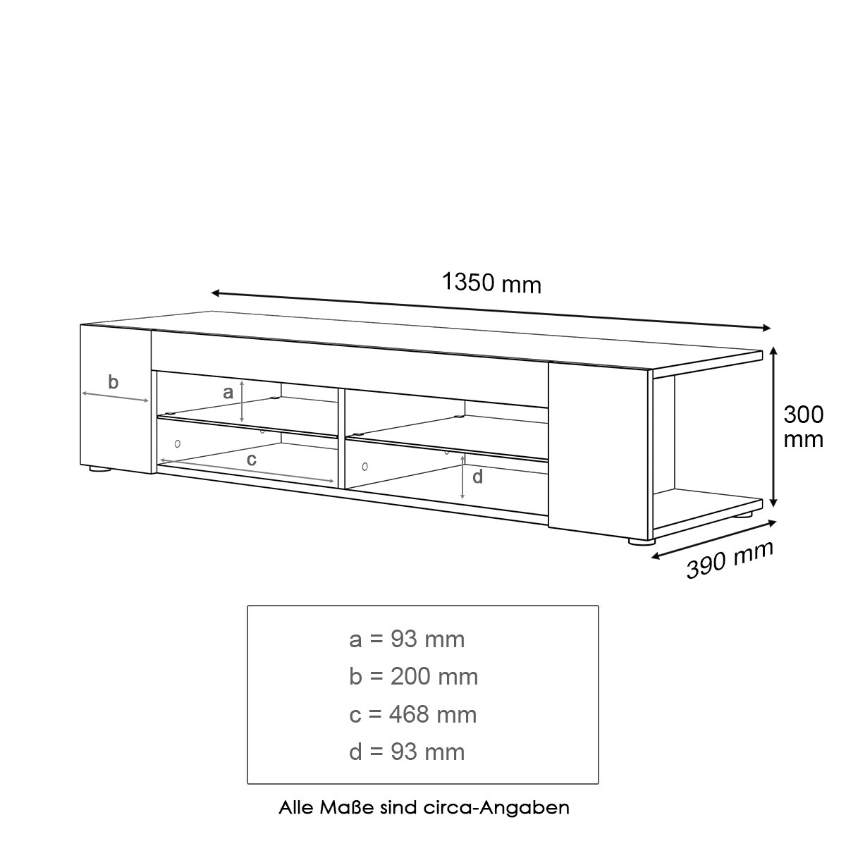 Bild 12 - TV Lowboard Board Möbel Schrank mit LED Beleuchtung Schwarz Hochglanz Glasböden