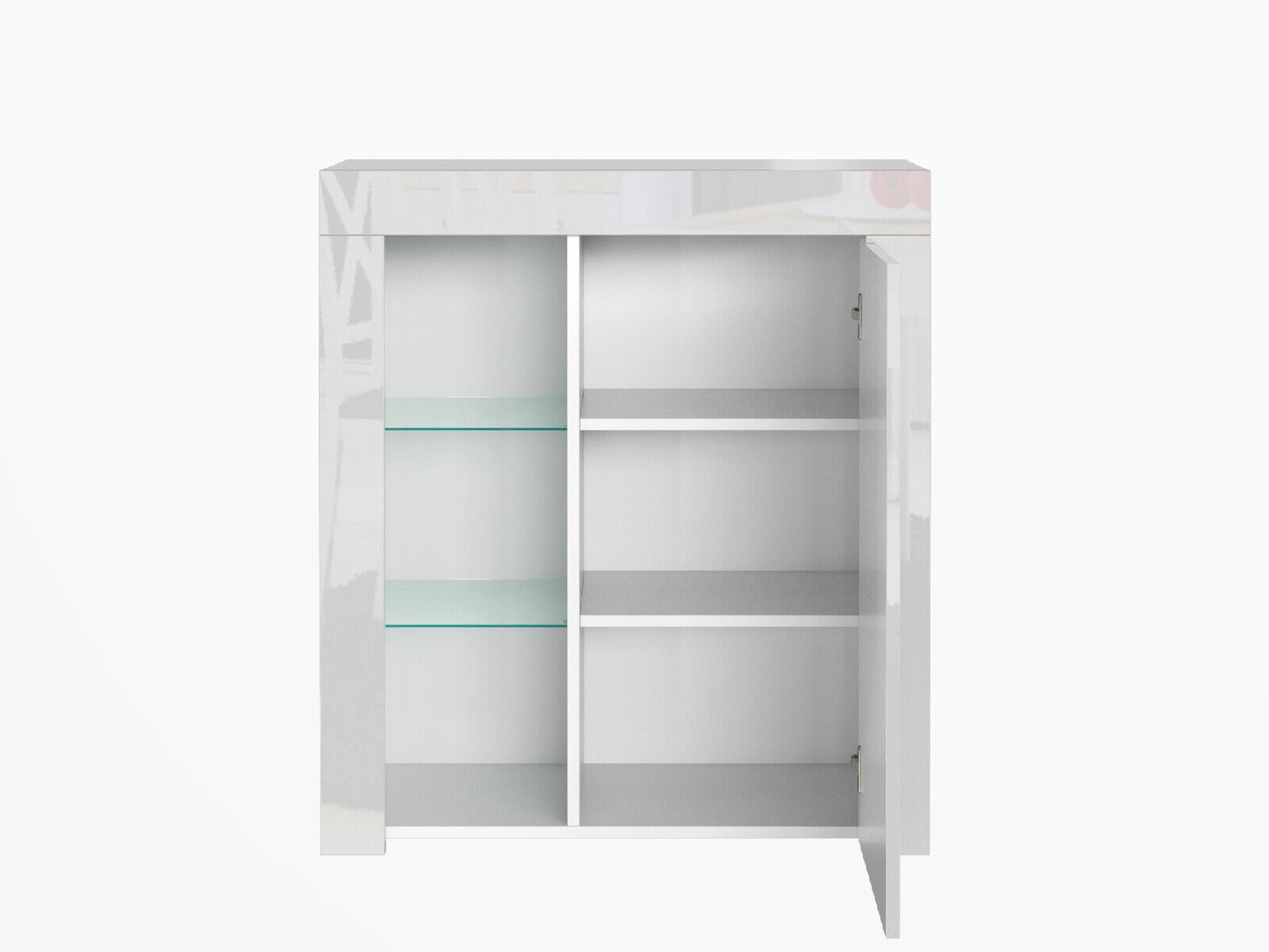 Glass Display Cabinet Unit Bookcase Shelving Storage Small Slim White Gloss Lily -Living Room Furniture Store