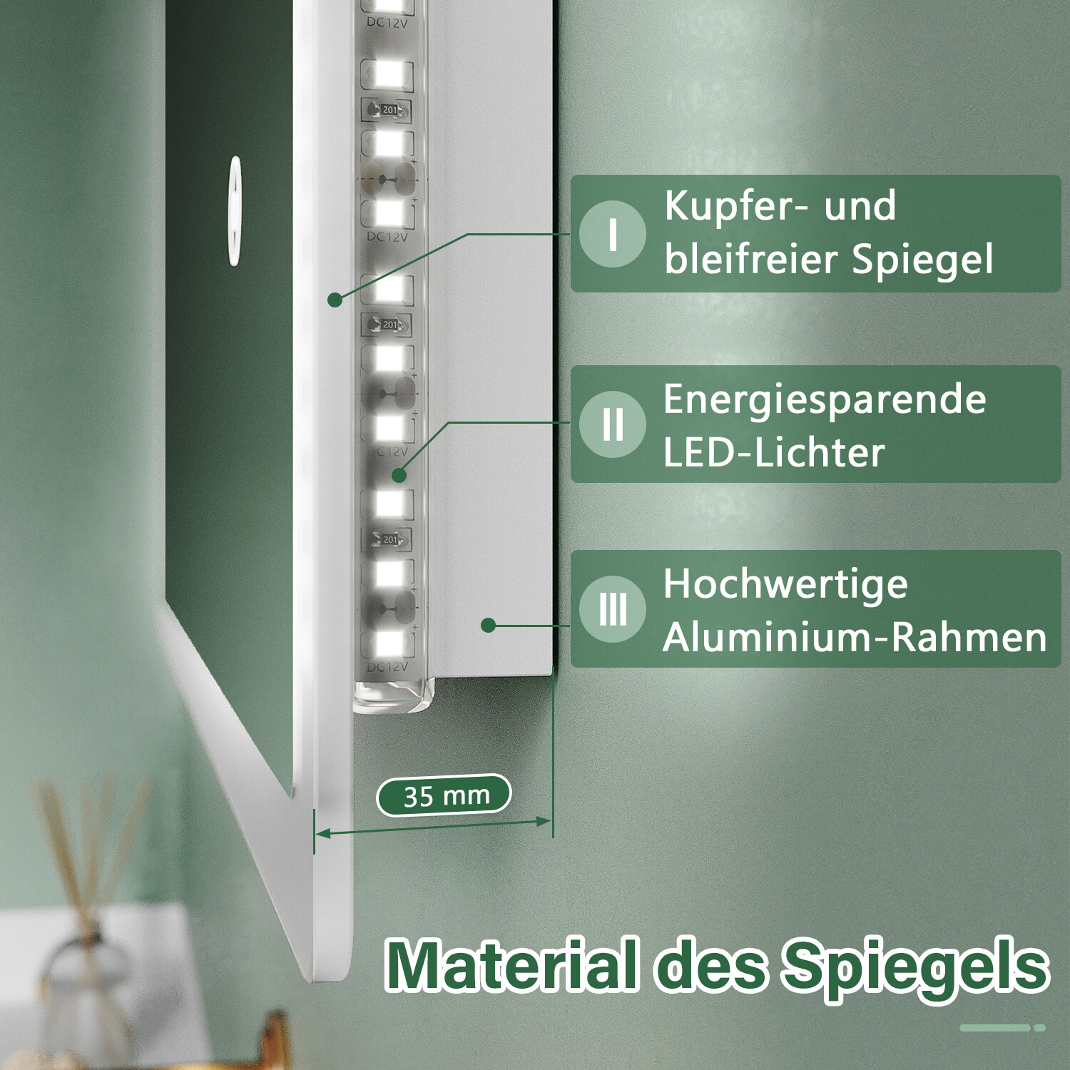Bild 81 - Badspiegel LED mit Uhr Touch Beschlagfrei Beleuchtung Wandspiegel 120x60 3 Licht