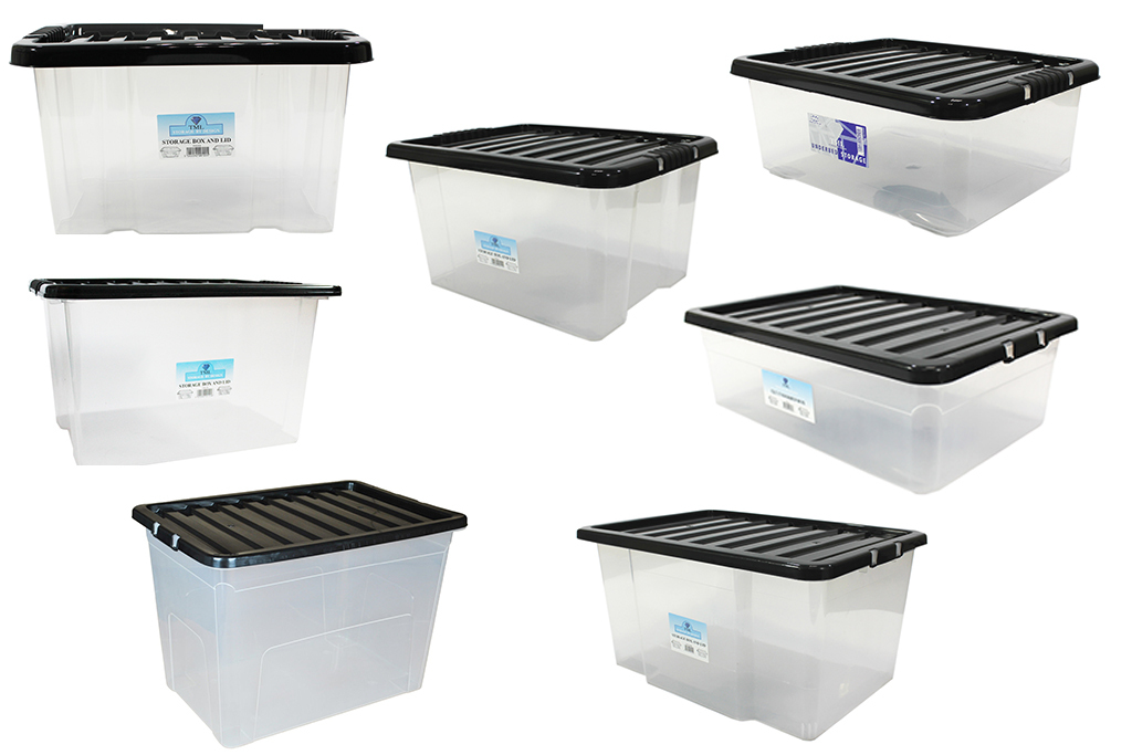 Viss HOME STORAGE BOXES - OFFICE USE - LARGE CONTAINERS - STACKABLE BOXES BLACK LID -Vonshef shop