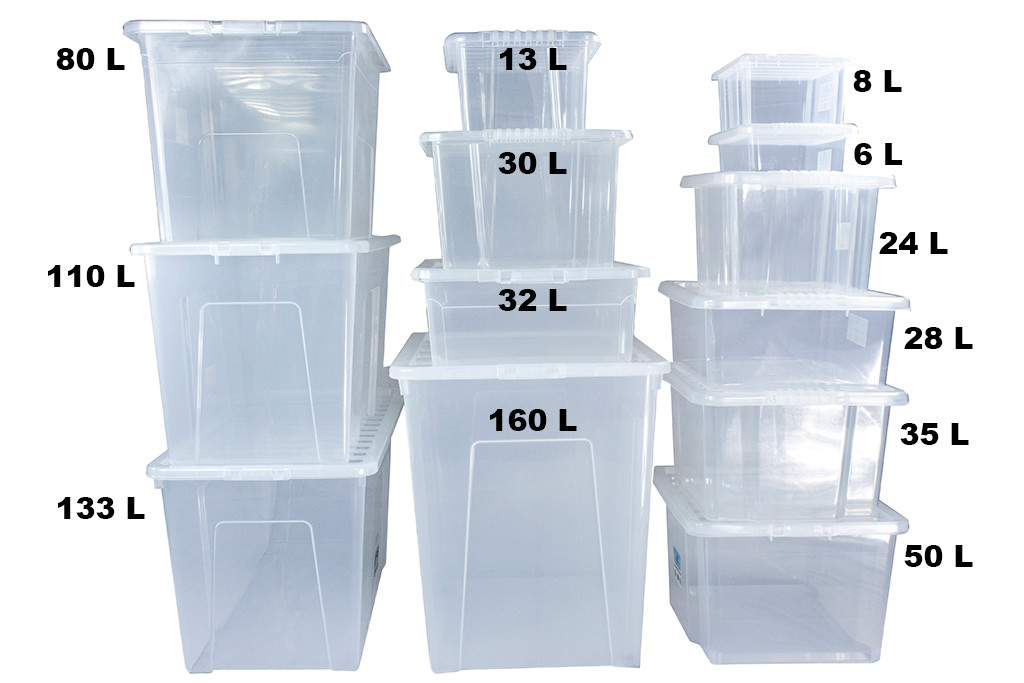 Viss QUALITY PLASTIC STORAGE BOXES WITH BLACK LIDS OFFICE HOME GARAGE STACKABLE UK -Vonshef shop