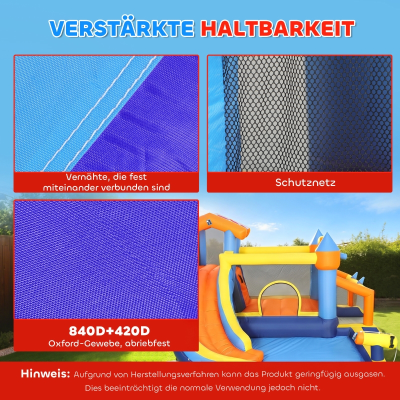 8-in-1 Hüpfburg mit Gebläse Rutsche Planschbecken Trampolin Kletterwand für Indoor Outdoor 350x325x210cm Mehrfarbig