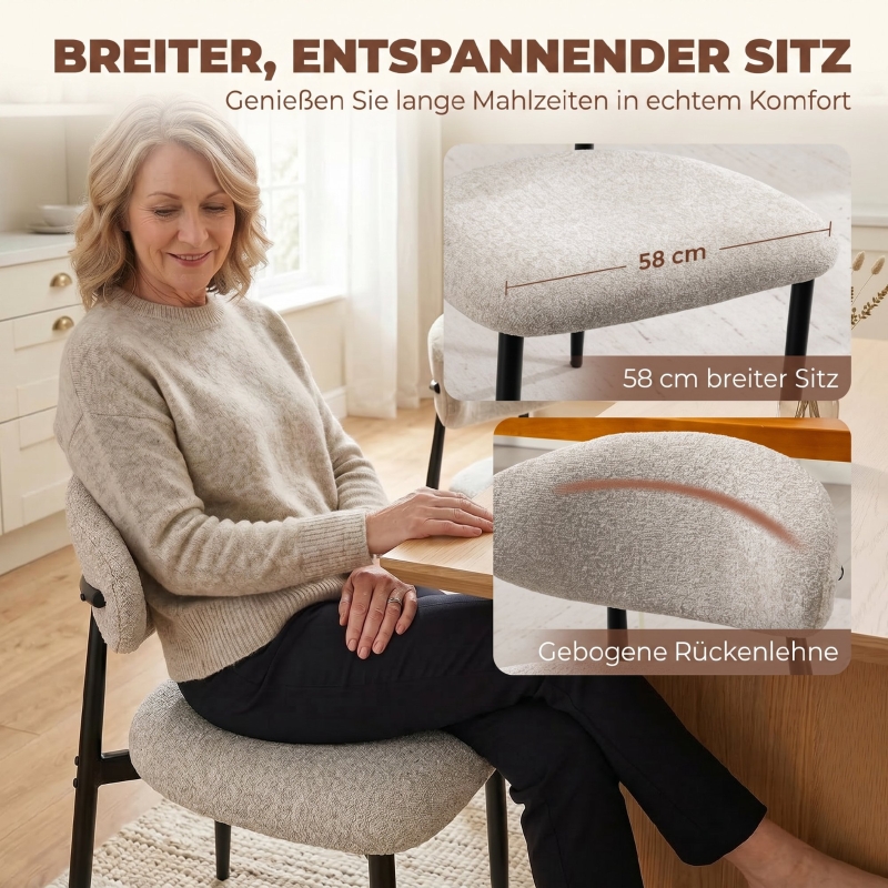 Esszimmerstühle Gepolstert Küchenstühle mit Stahlbeinen Beige
