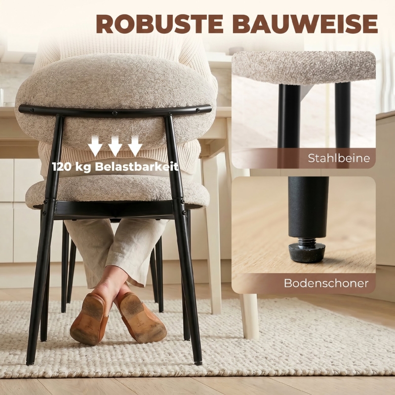 Esszimmerstühle Gepolstert Küchenstühle mit Stahlbeinen Beige