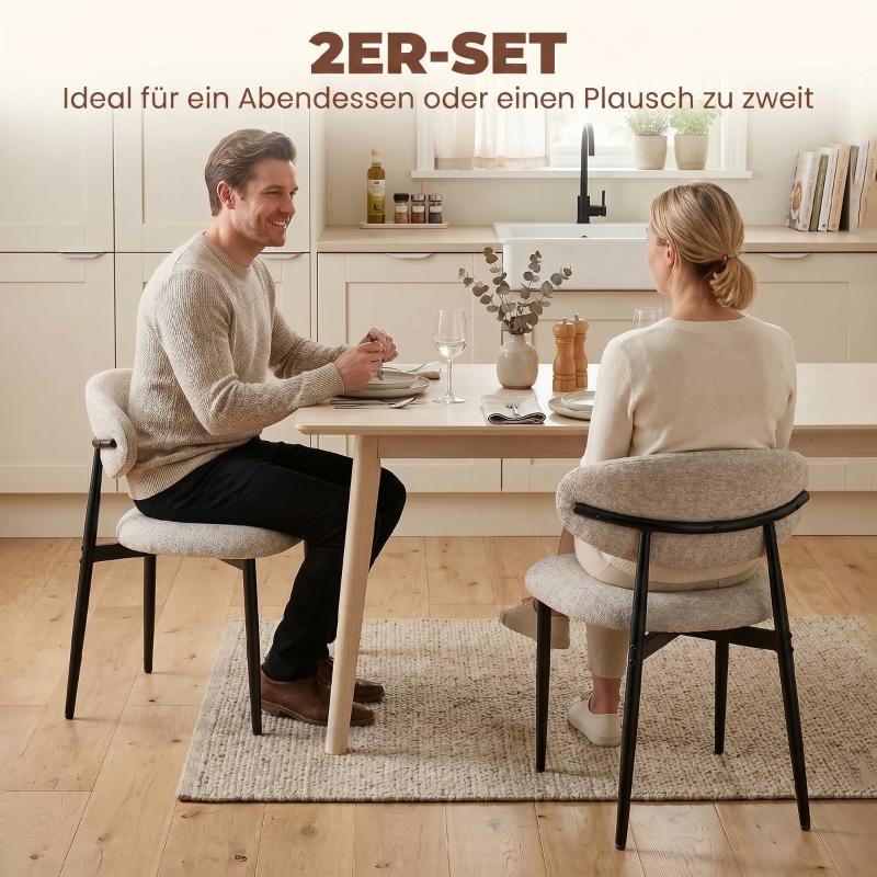 Esszimmerstühle Gepolstert Küchenstühle mit Stahlbeinen Beige