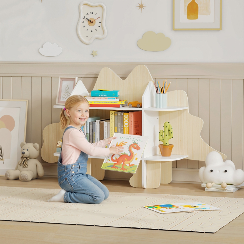 Bibliothèque enfant meuble de rangement pour jouets et livres 6 compartiments 120x28x72,2cm bois naturel