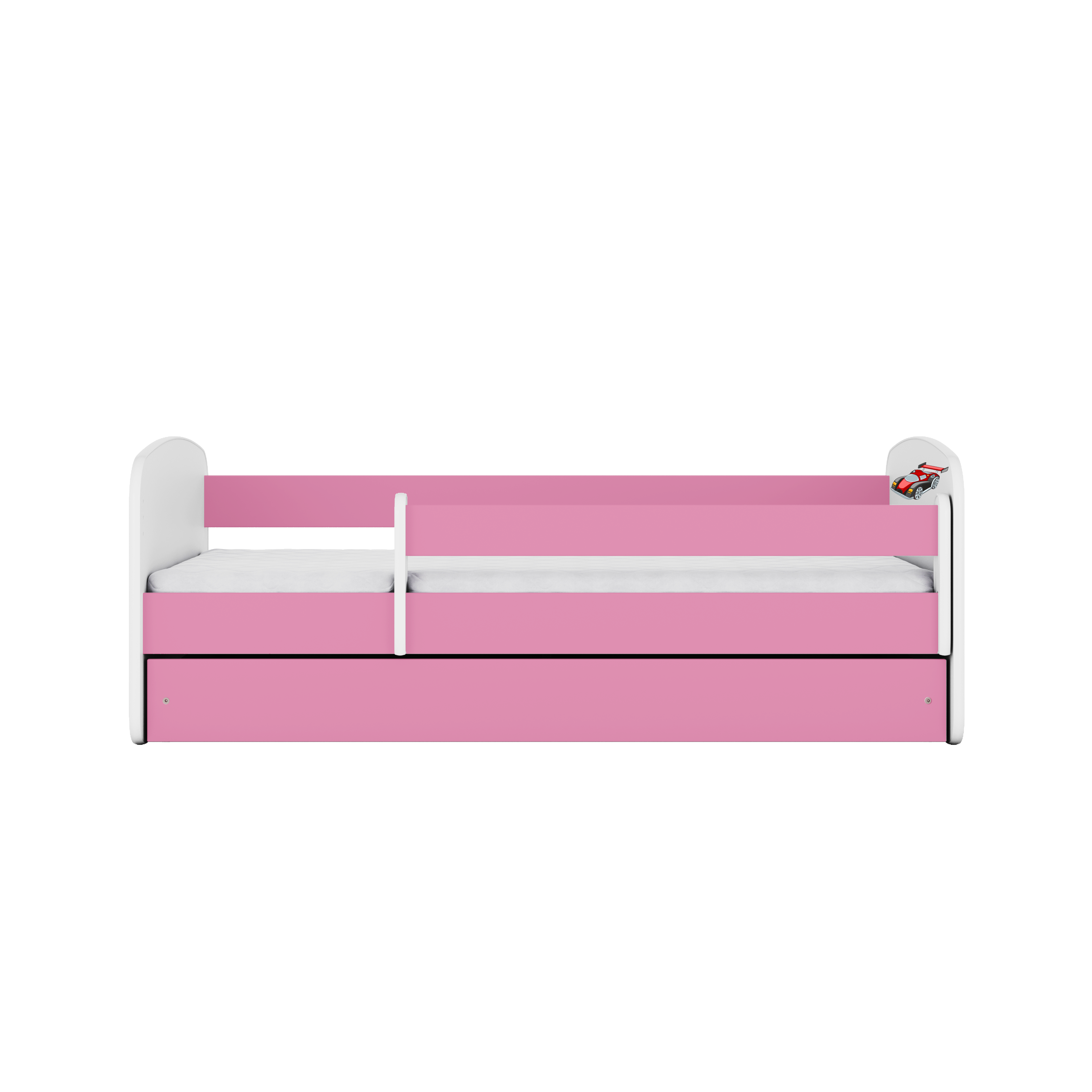 Lit enfant rose, motif voiture de course