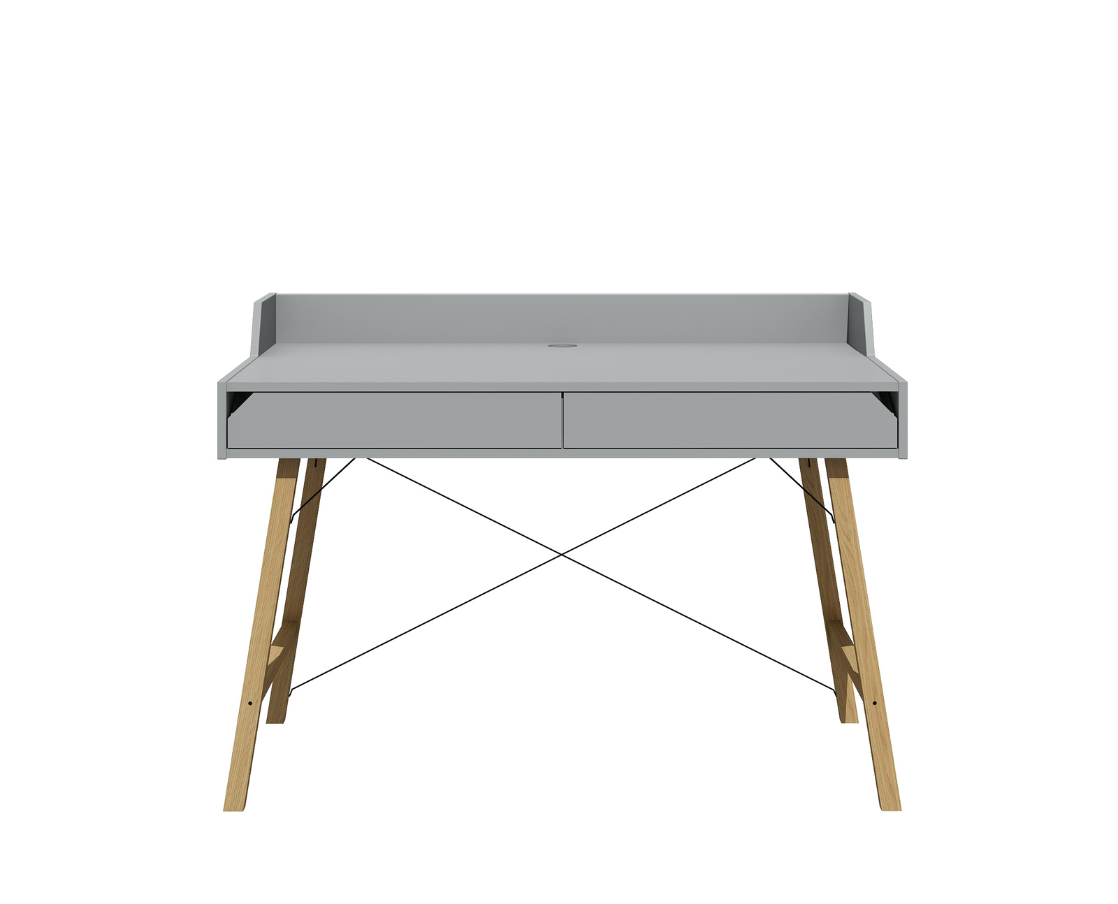 Bureau enfant blanc, bois clair et noir