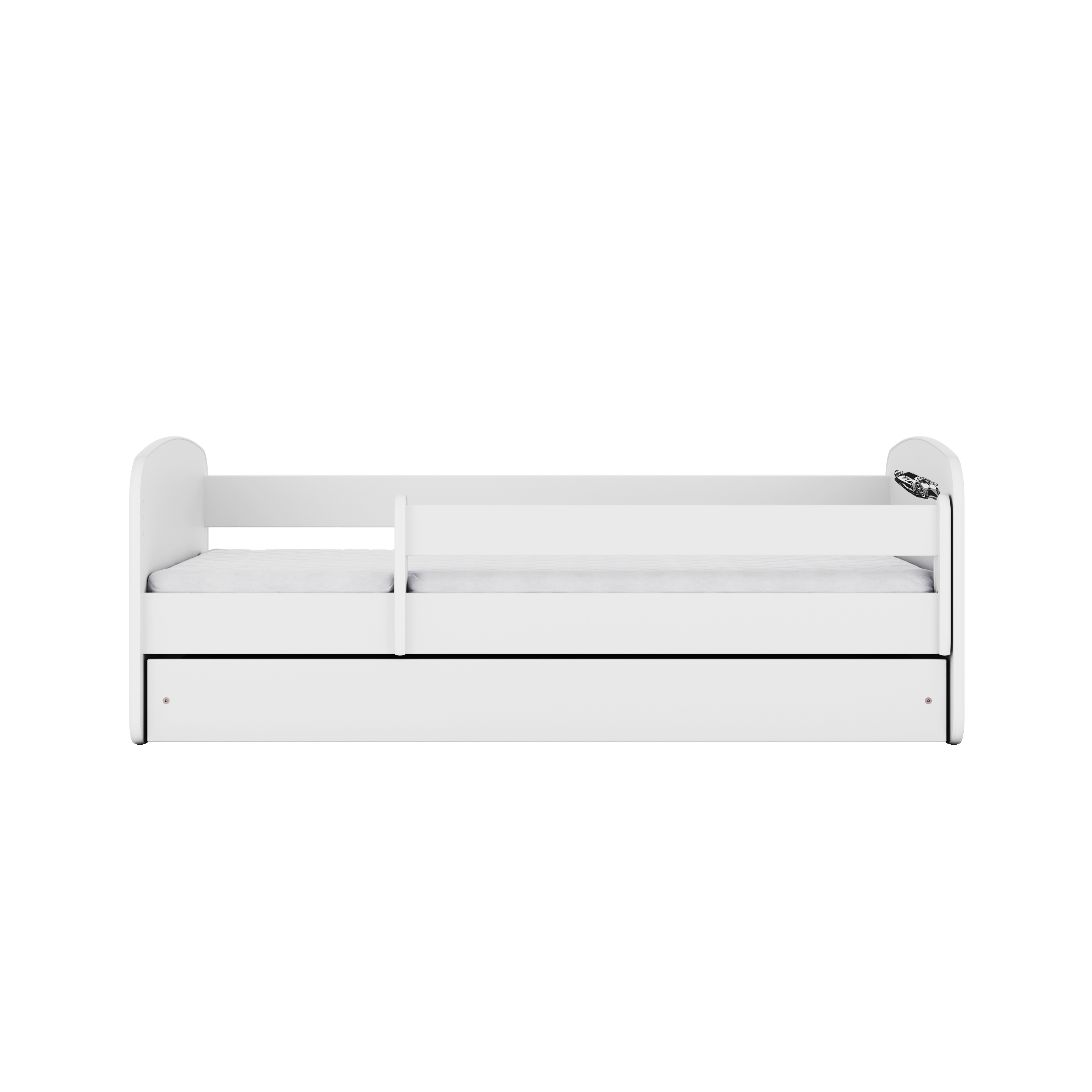 Lit enfant blanc, motif voiture de sport