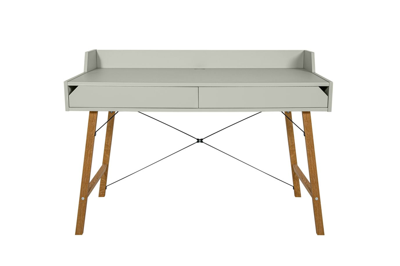 Bureau enfant blanc, bois clair et noir