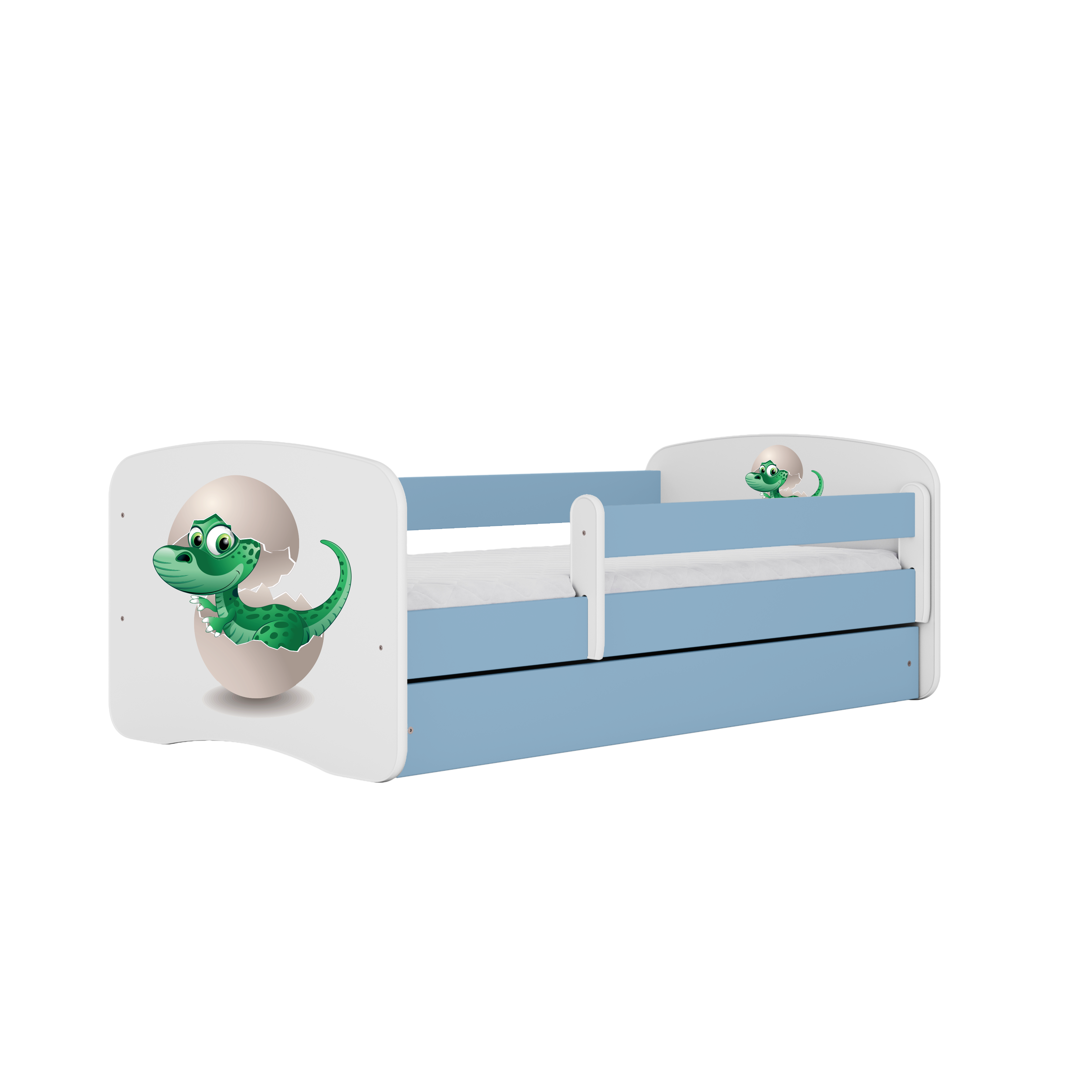 Lit enfant bleu, motif petit dinosaure