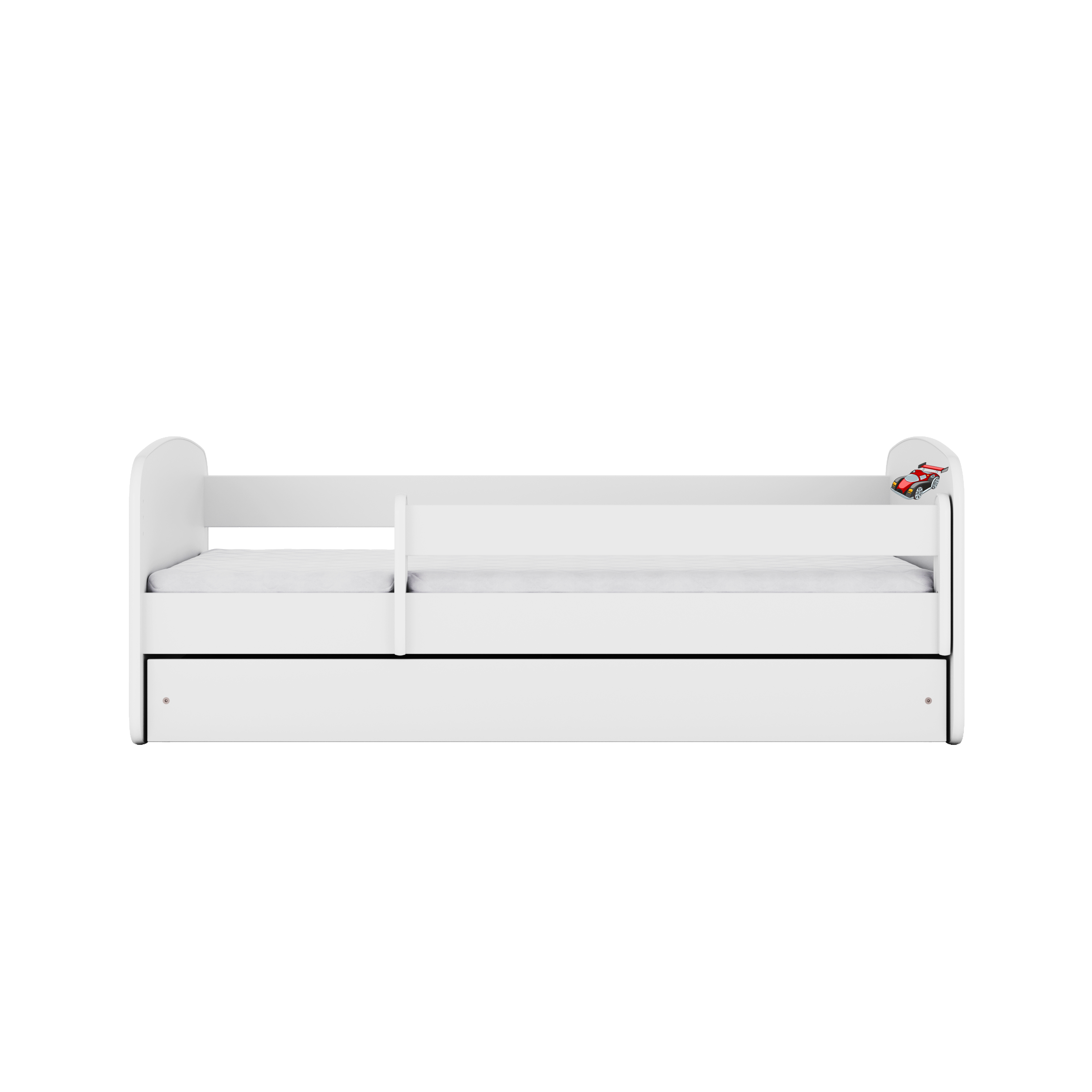 Lit enfant blanc, motif voiture de course