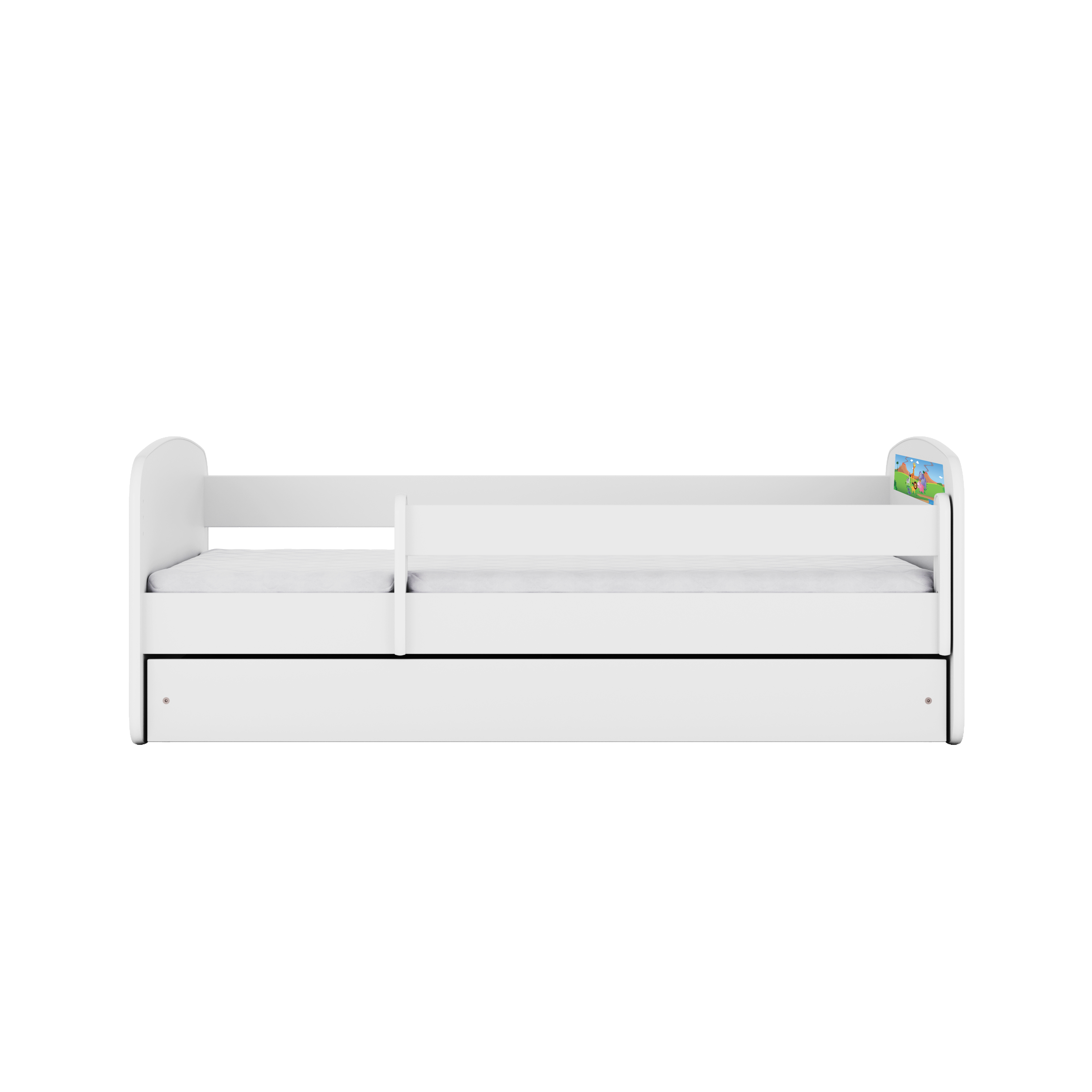 Lit enfant blanc, motif safari