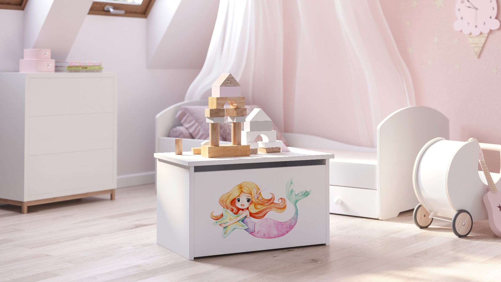 Coffre à jouets enfant blanc