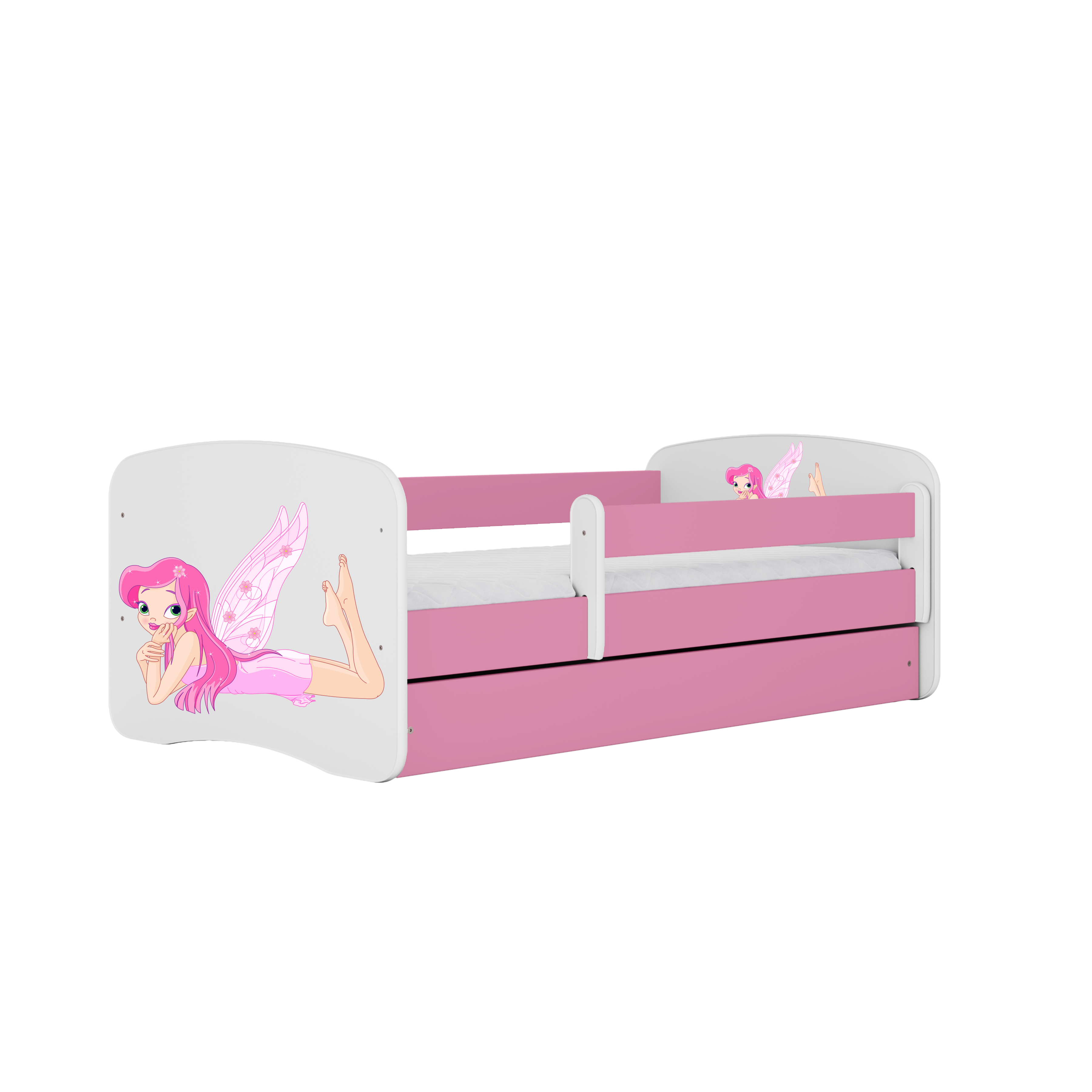 Lit enfant rose, motif fée ailée