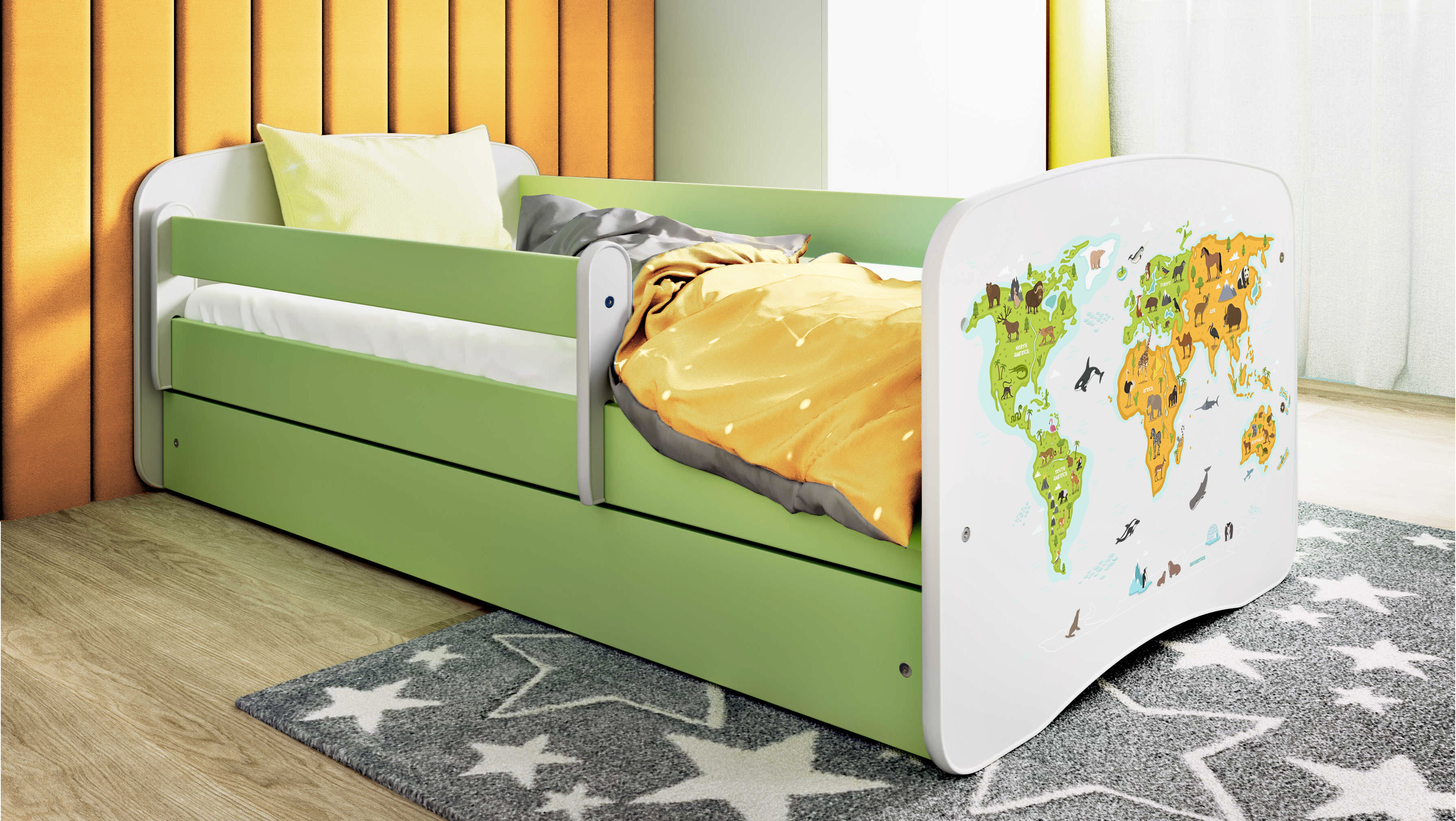 Lit enfant 80 x 180 cm, motif Carte du monde, vue 2