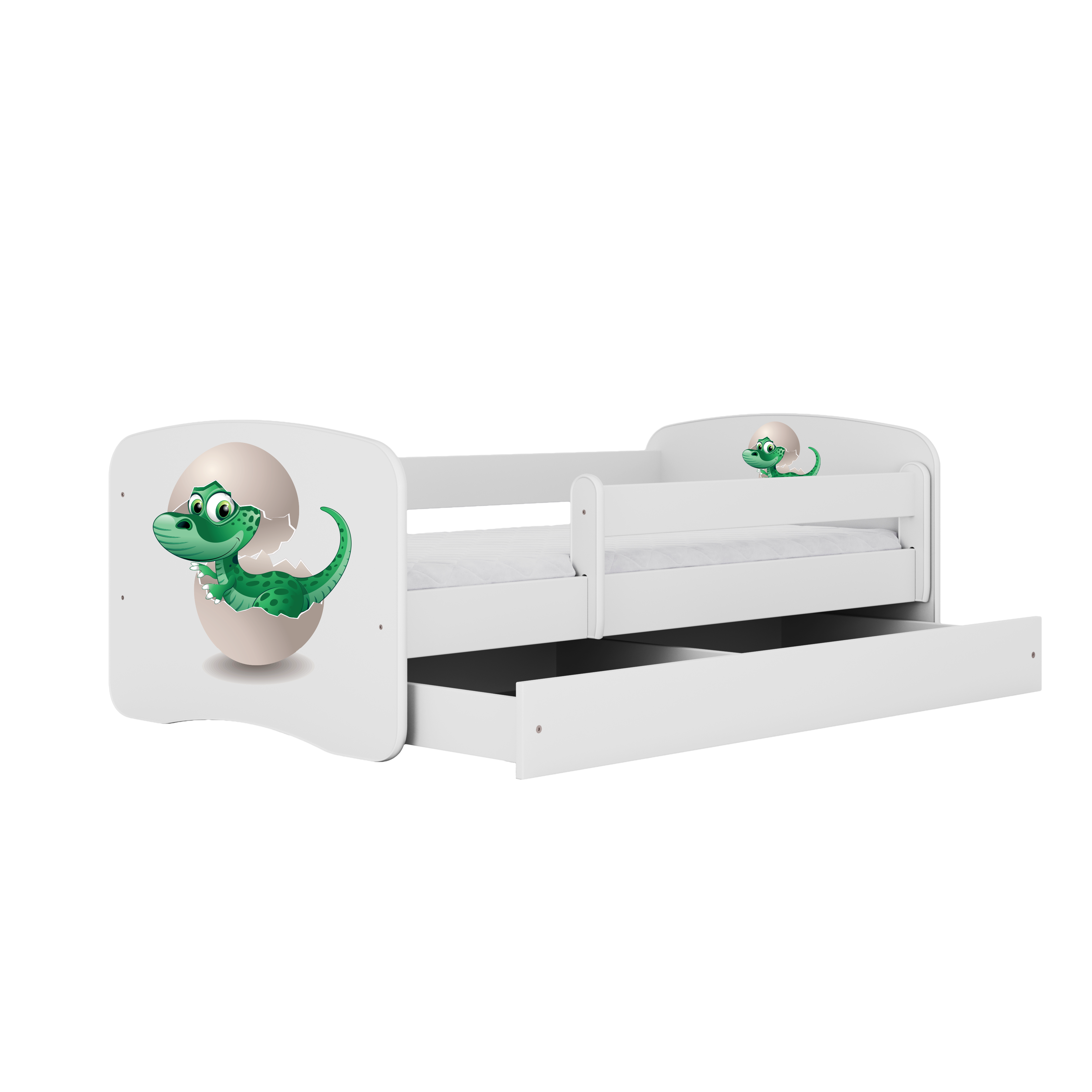 Lit enfant blanc, motif petit dinosaure