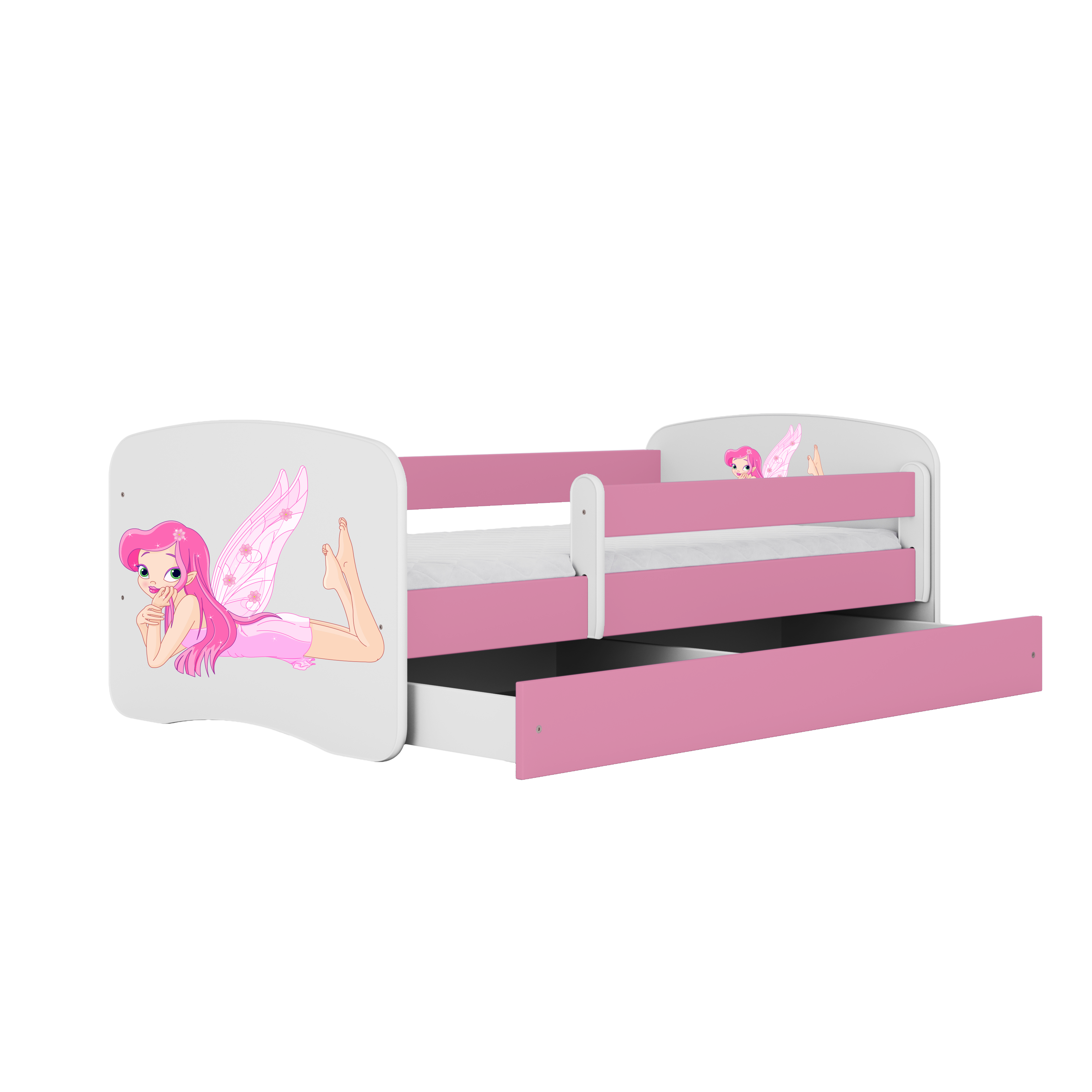 Lit enfant rose, motif fée ailée