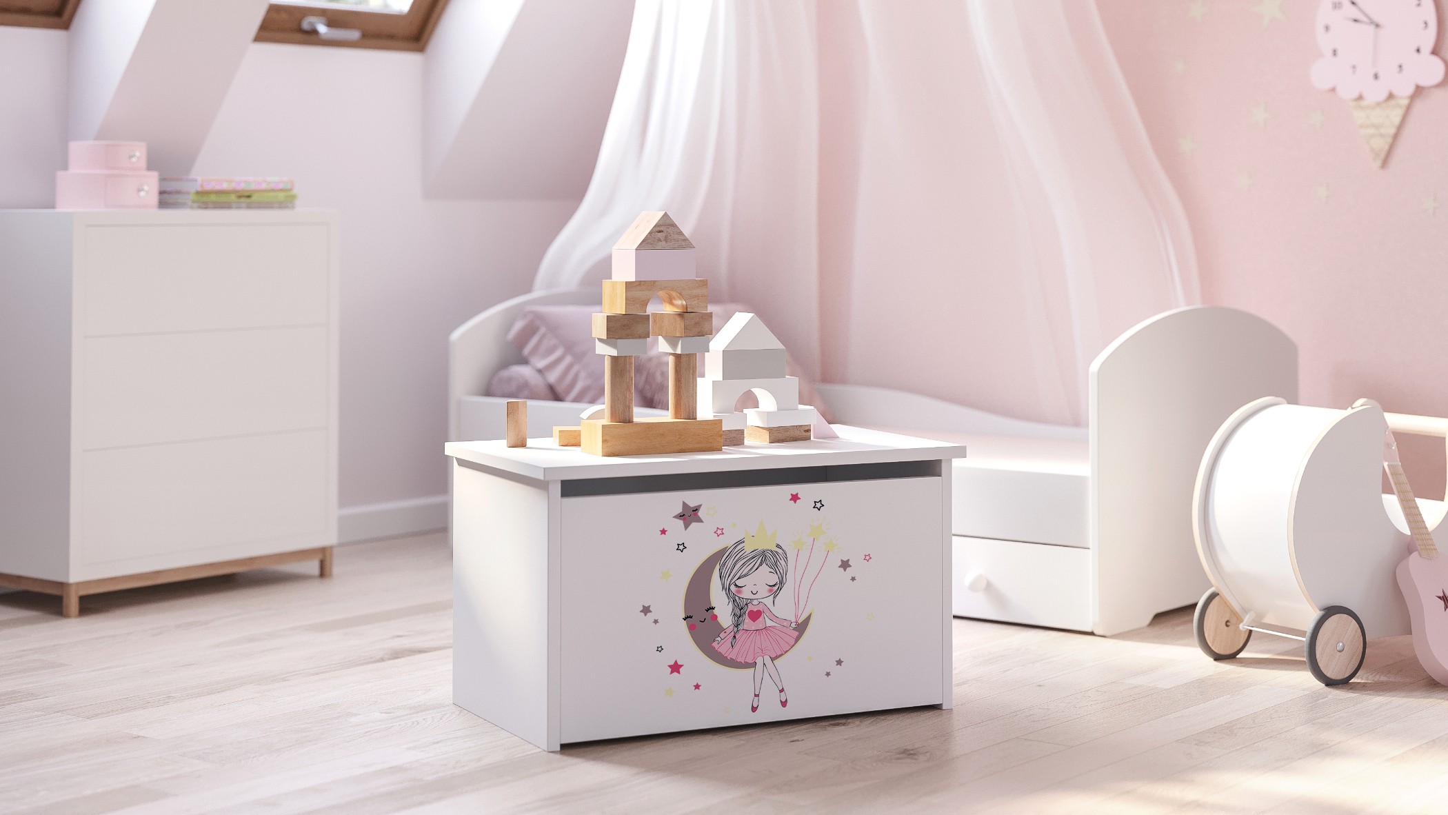 Coffre à jouets enfant blanc