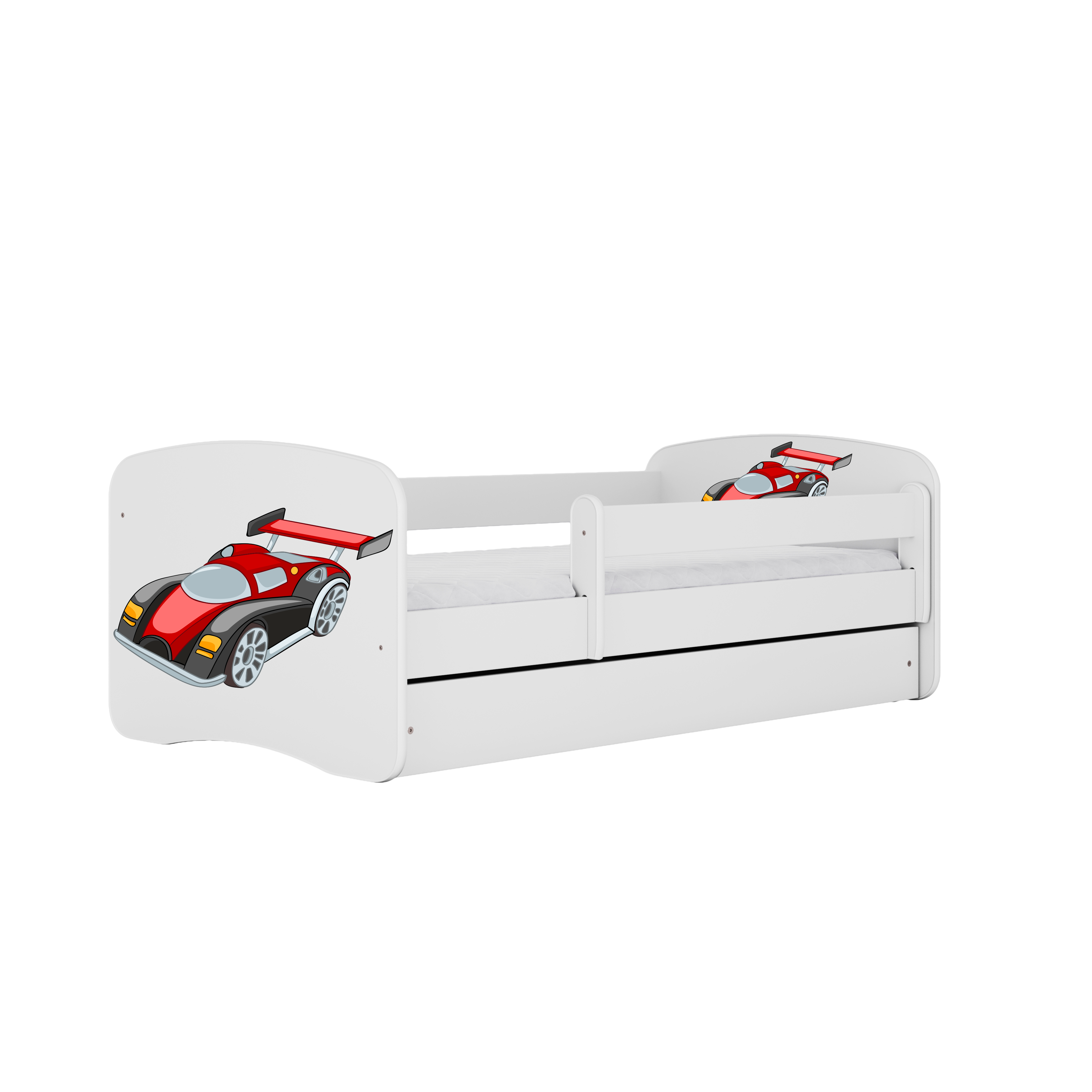 Lit enfant blanc, motif voiture de course