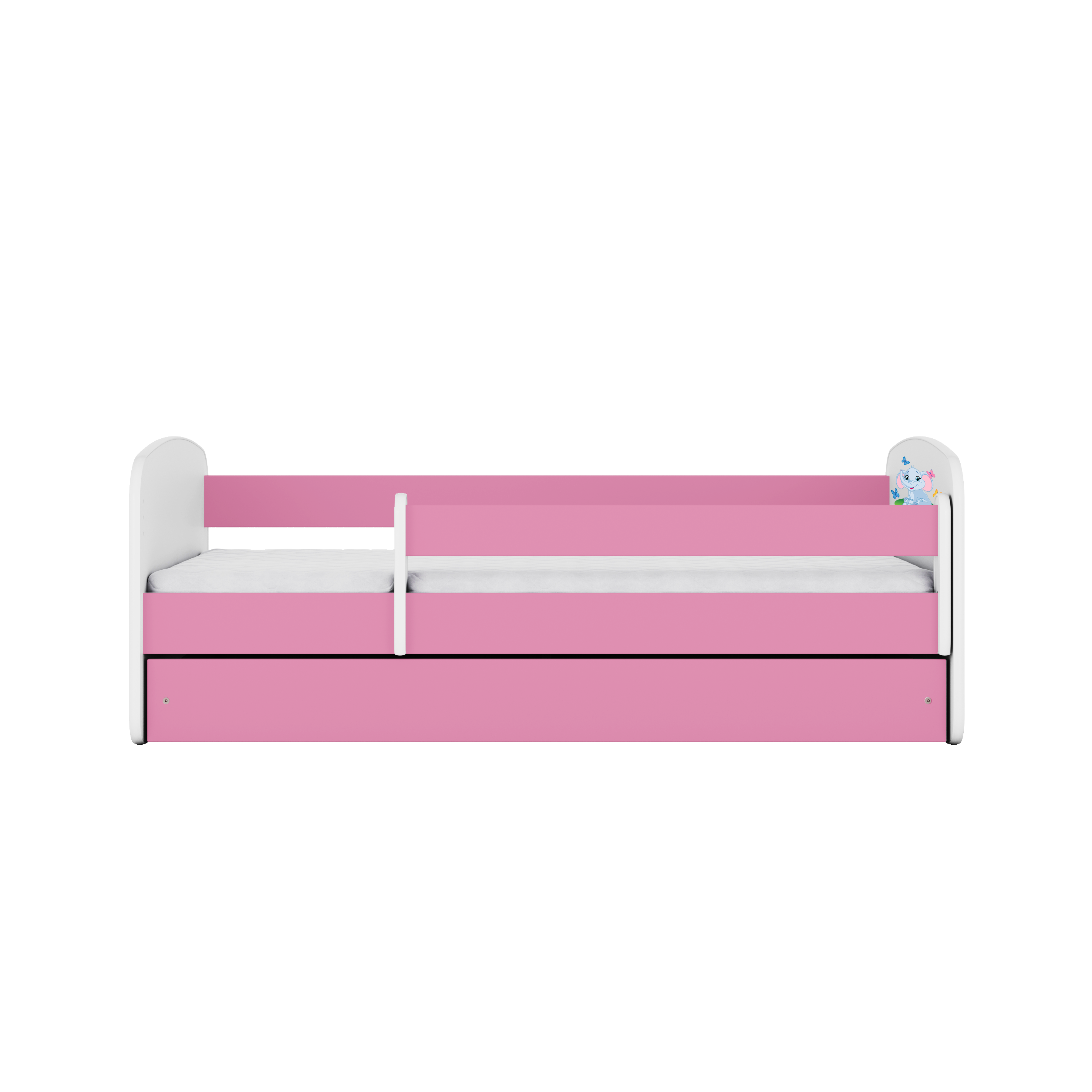 Lit enfant rose, motif éléphant