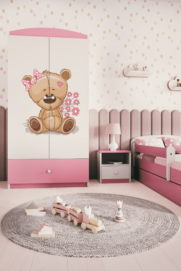 Armoire enfant rose clair