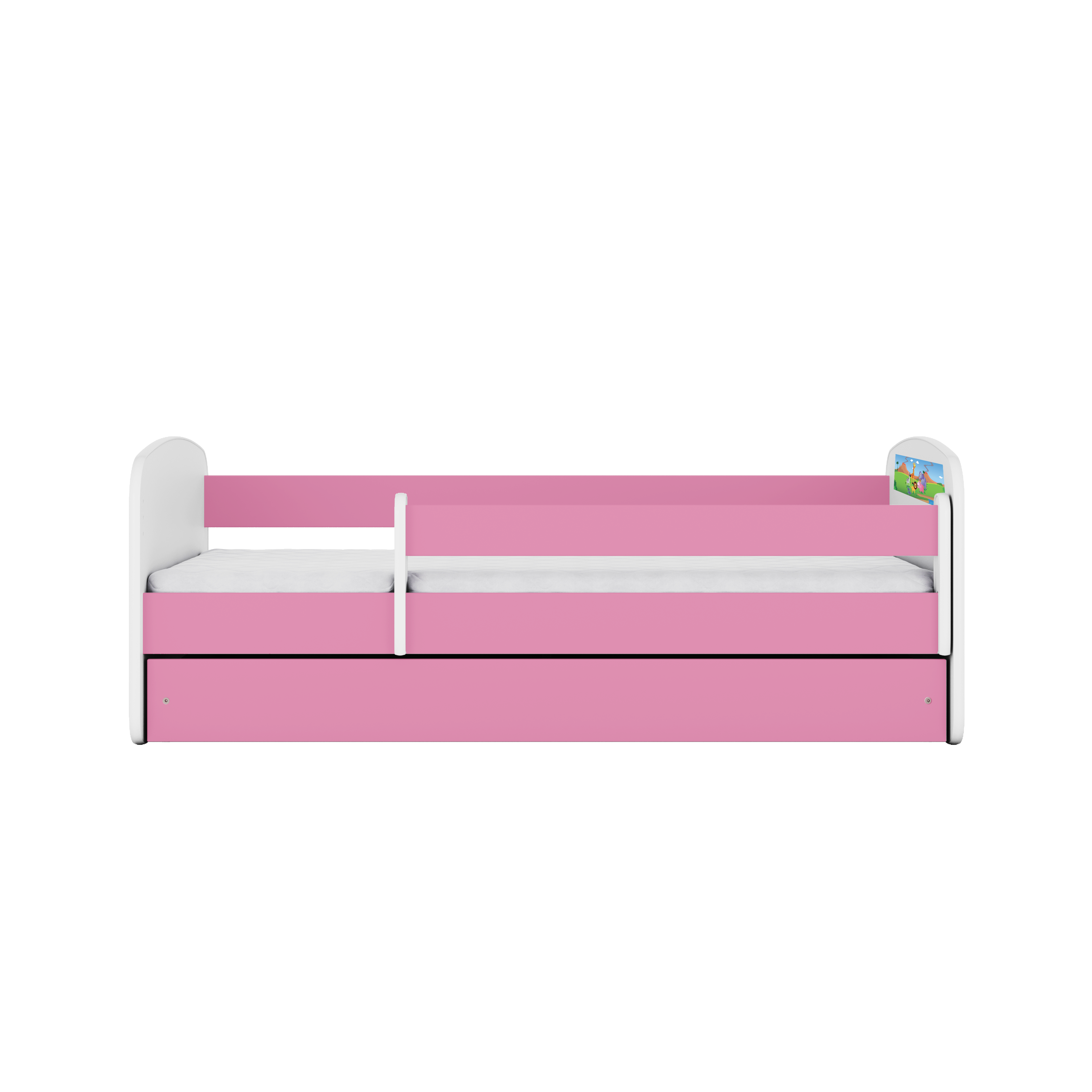 Lit enfant rose, motif safari