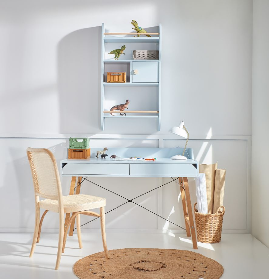 Bureau enfant blanc, chene et noir