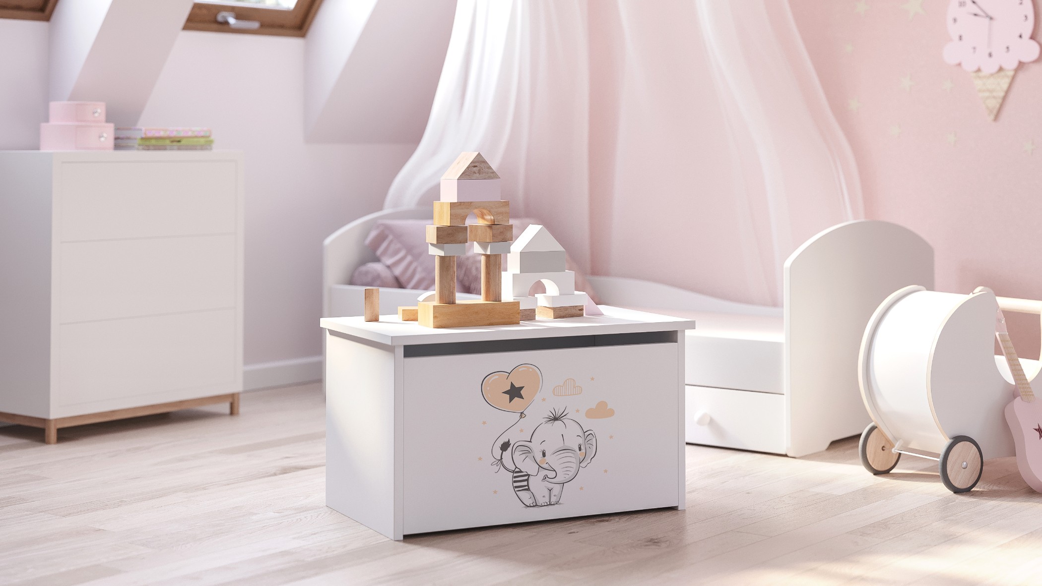 Coffre à jouets enfant blanc