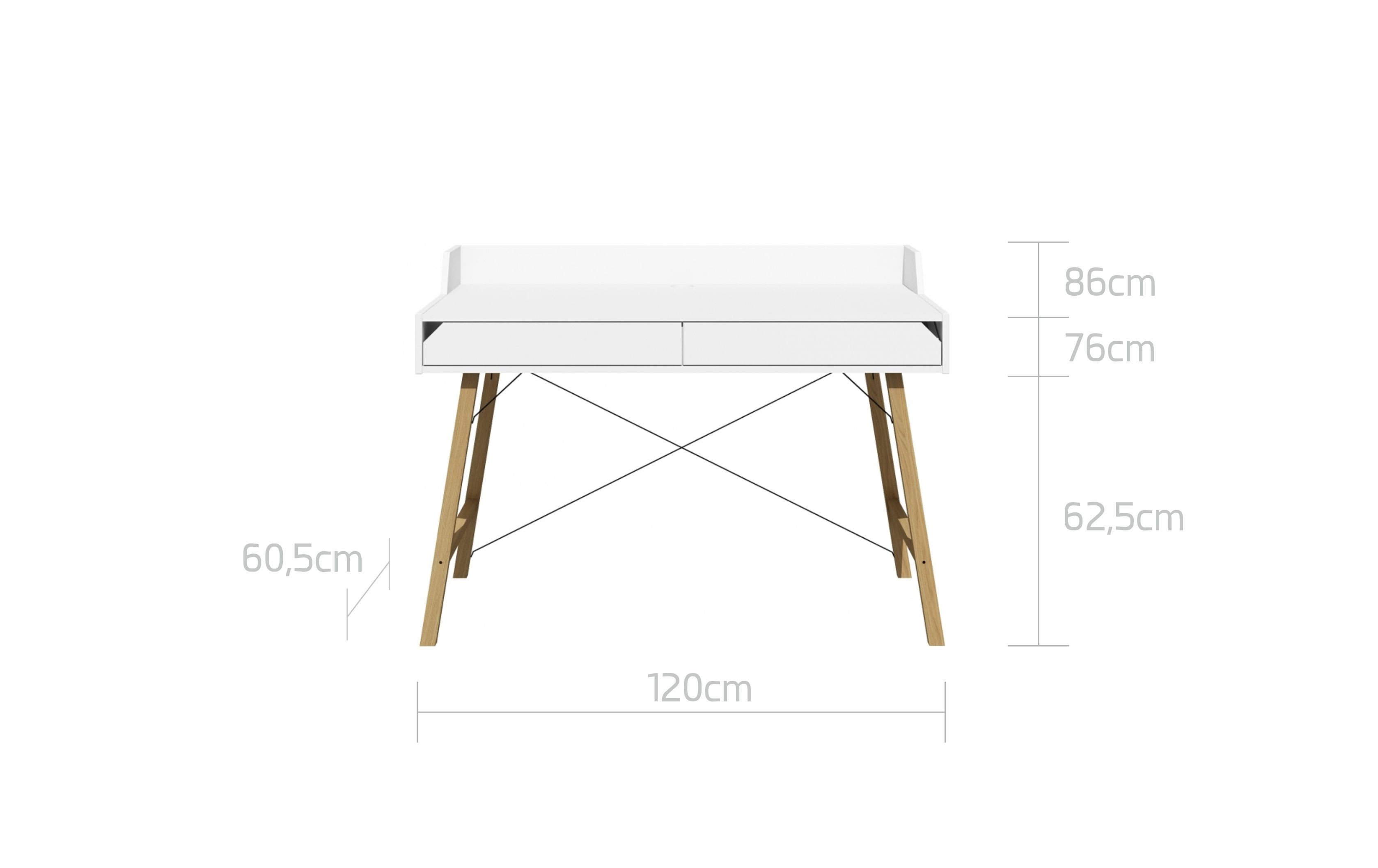 Bureau enfant blanc, bois clair et noir