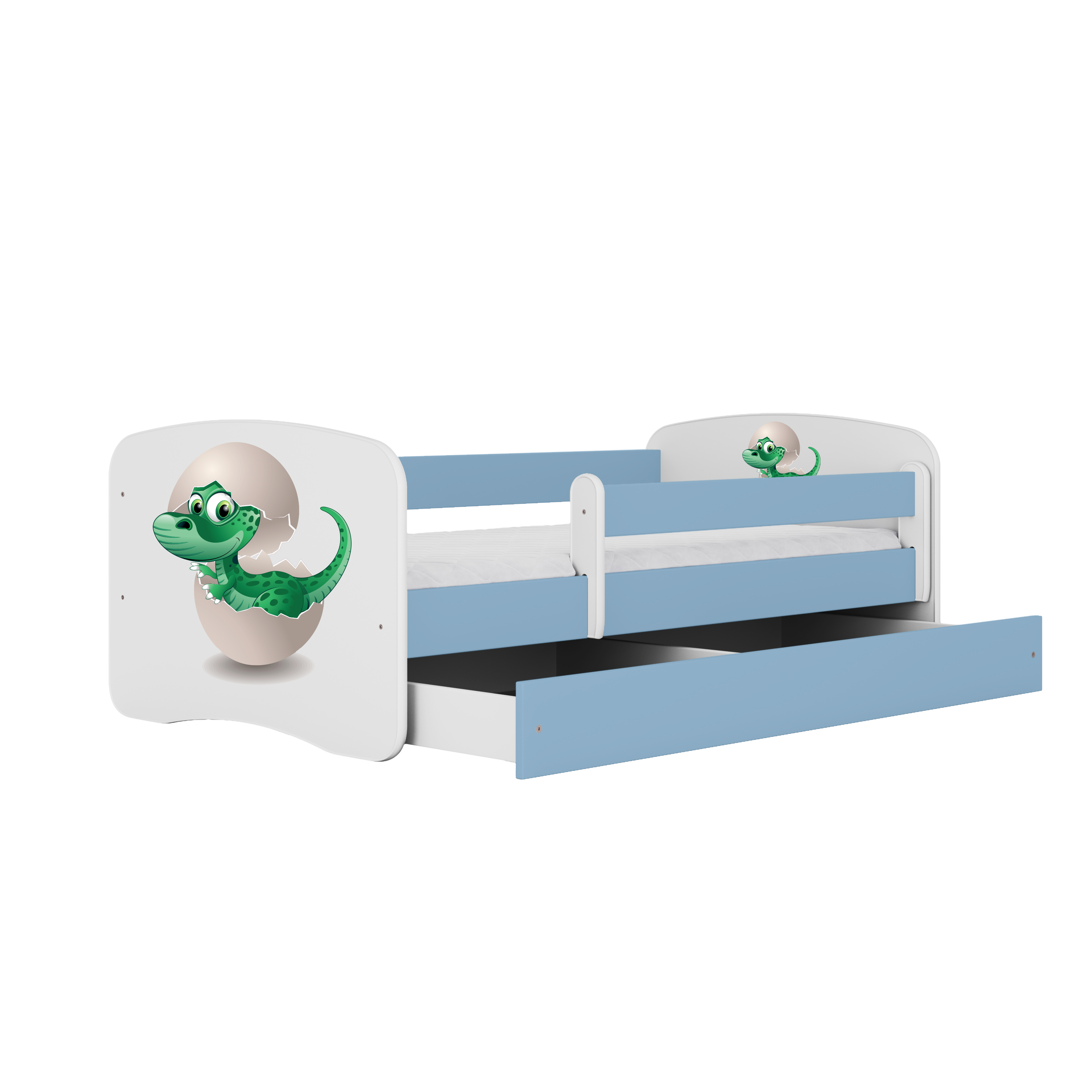 Lit enfant bleu, motif petit dinosaure