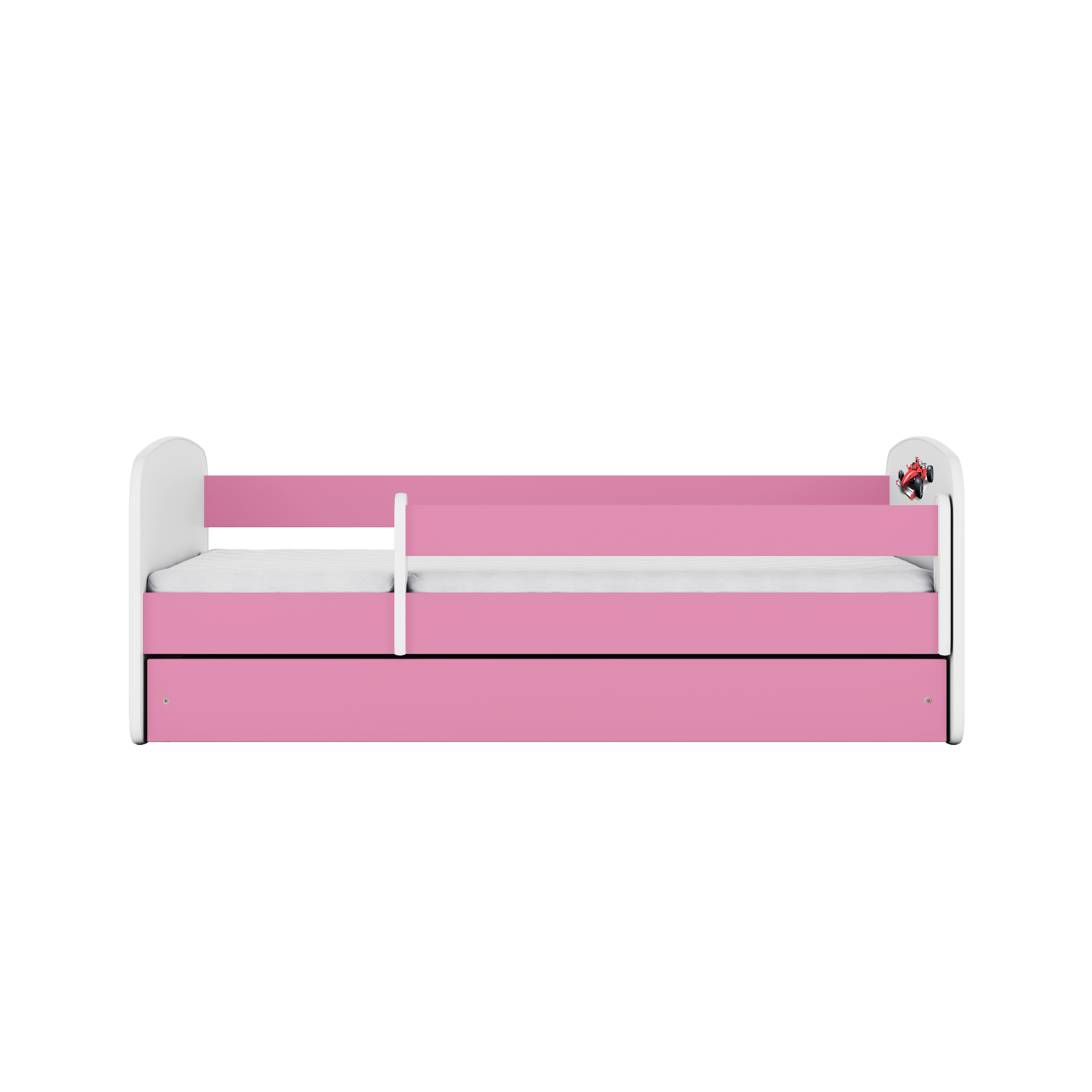 Lit enfant rose, motif Formule 1