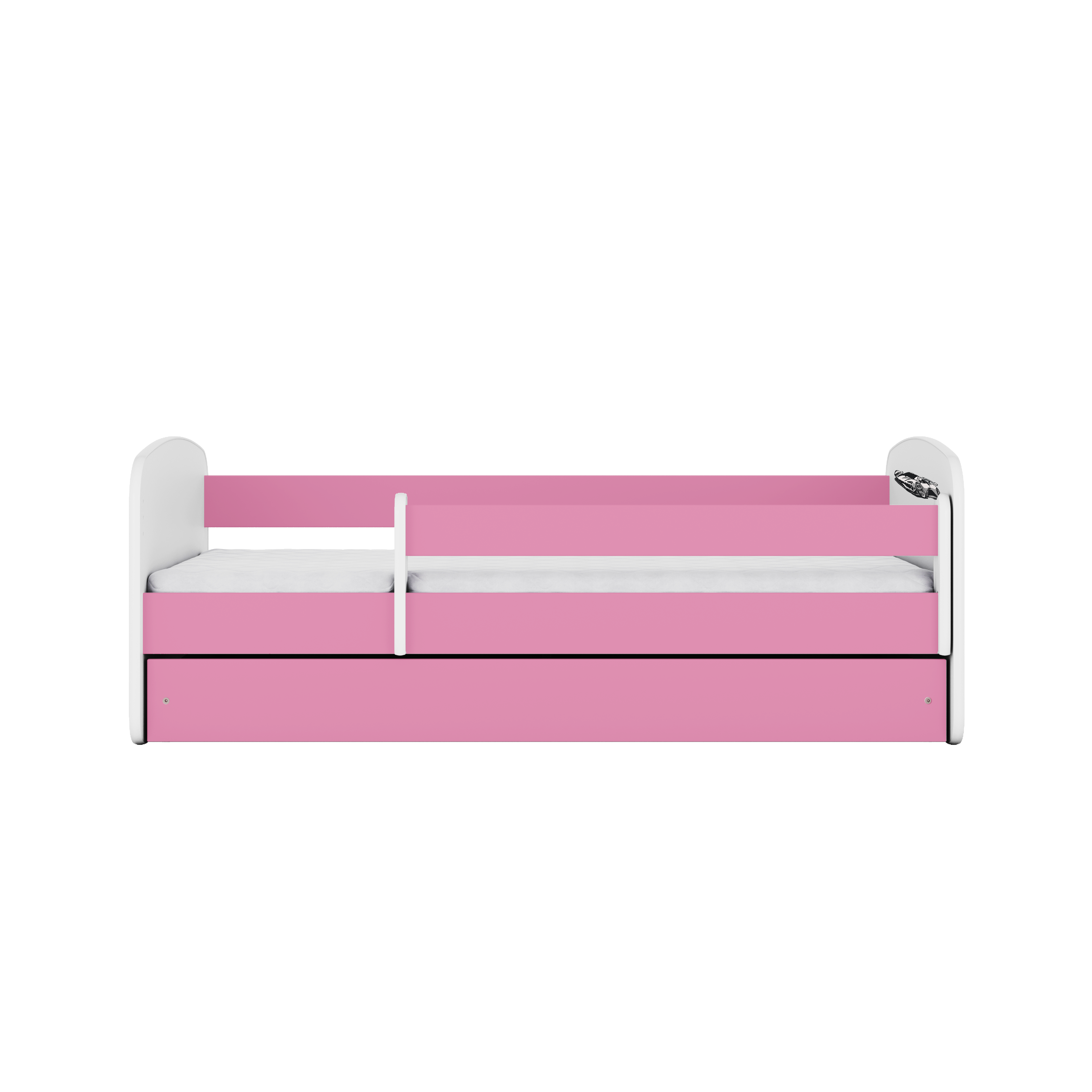 Lit enfant rose, motif voiture de sport