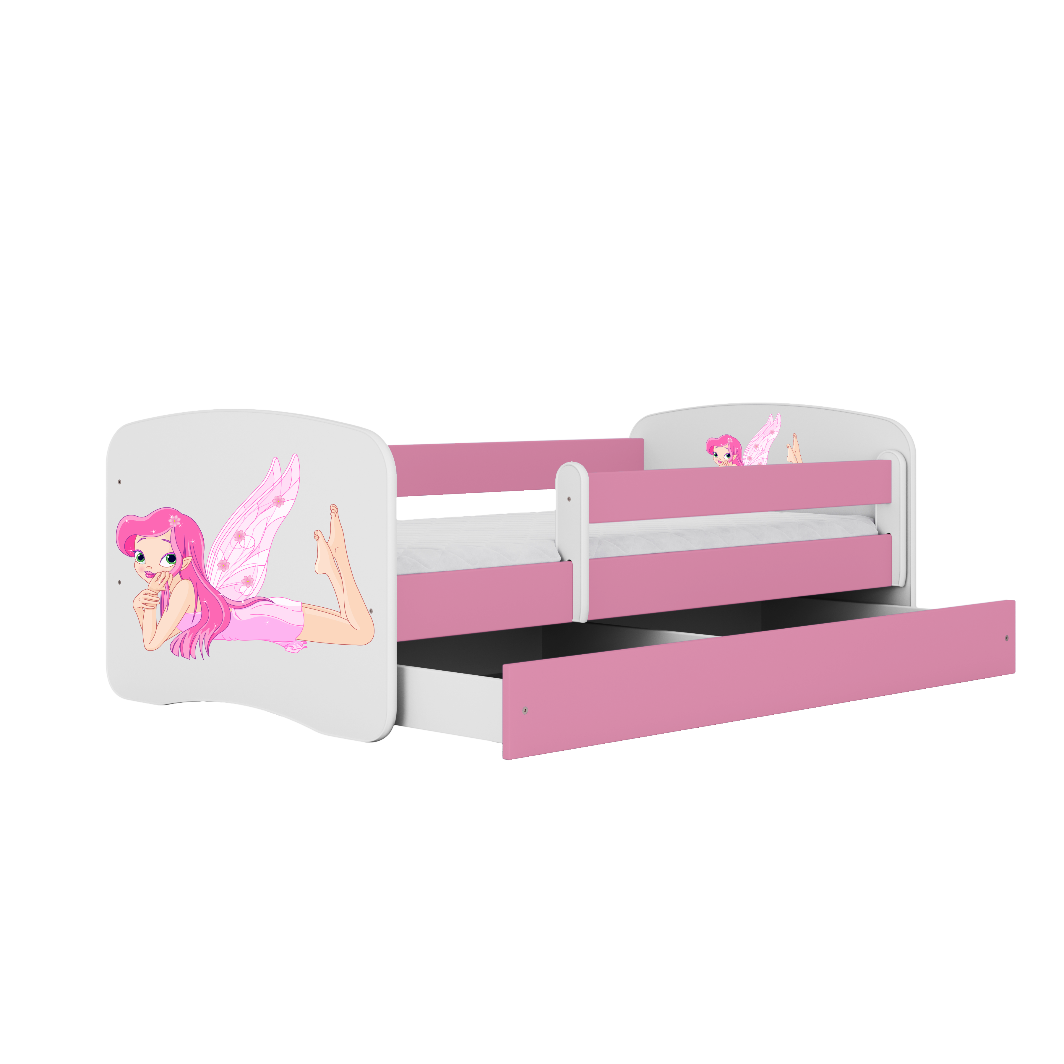 Lit enfant rose, motif fée ailée