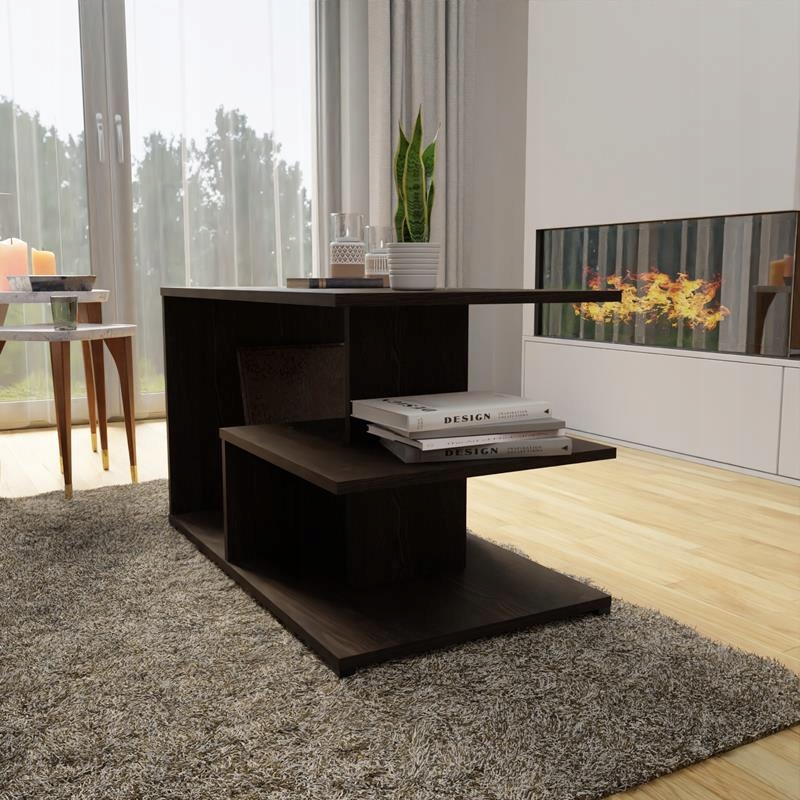 Table basse cinna wenge et blanc laqué - Ameublement