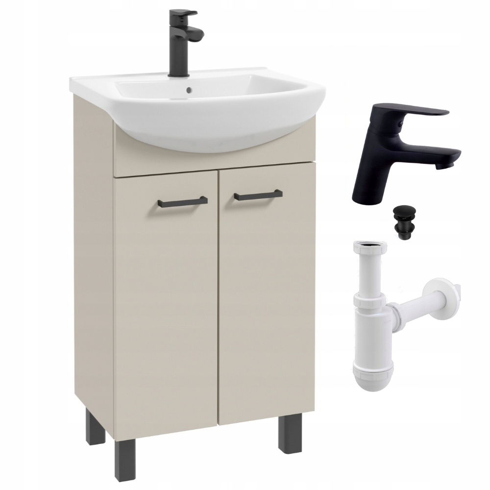 STAMAR meuble salle de bain beige kashmir robinet noir 1