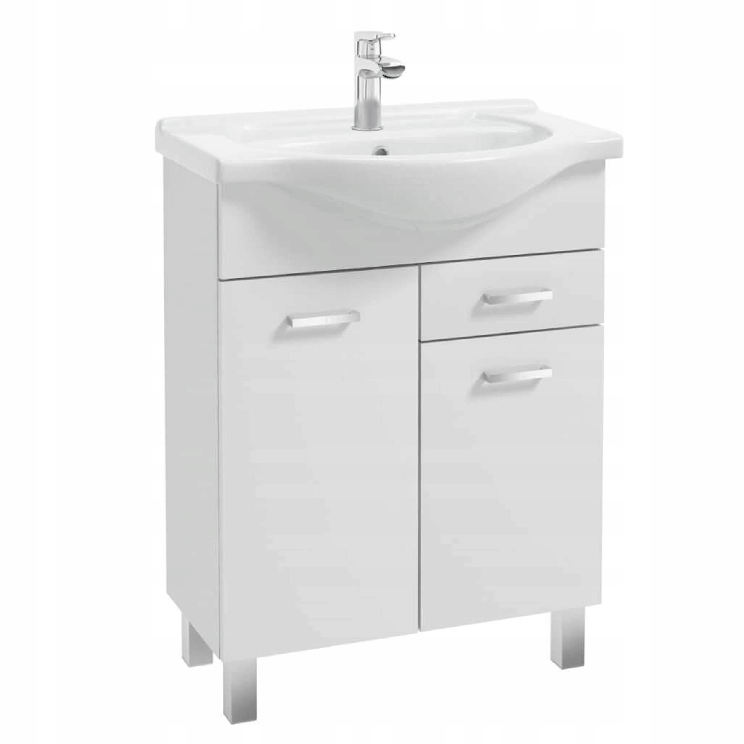 STAMAR Badschrank mit Waschbecken - 65 cm - Weiß Hochglanz - Modernes ...