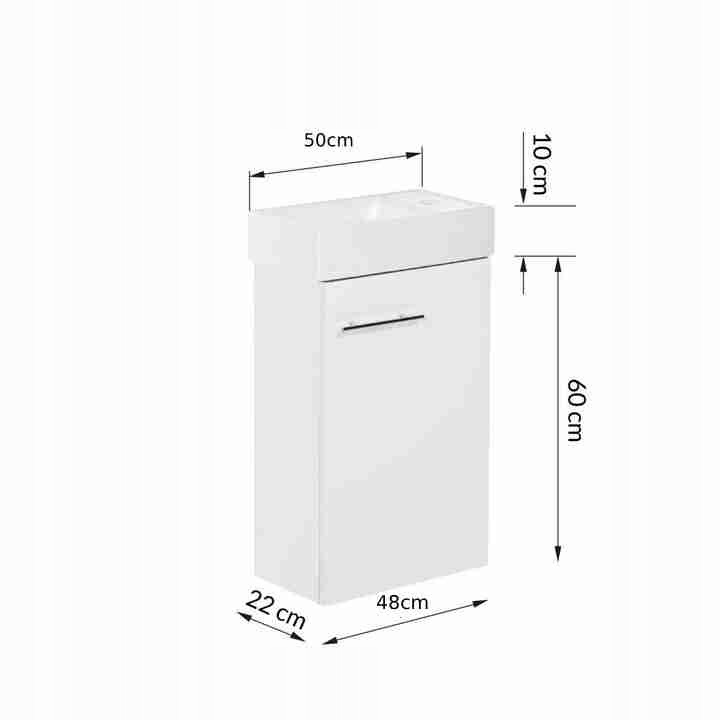 Stamar | Meuble Salle de Bain 50 Slim Blanc brillant - Vue 7