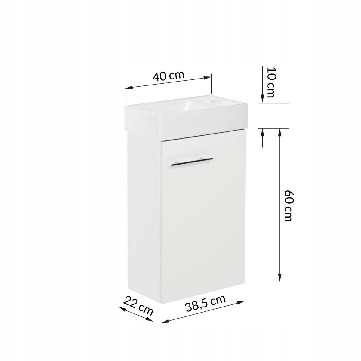 Stamar | Meuble salle de bain avec lavabo 40x22 cm Blanc - Vue 3