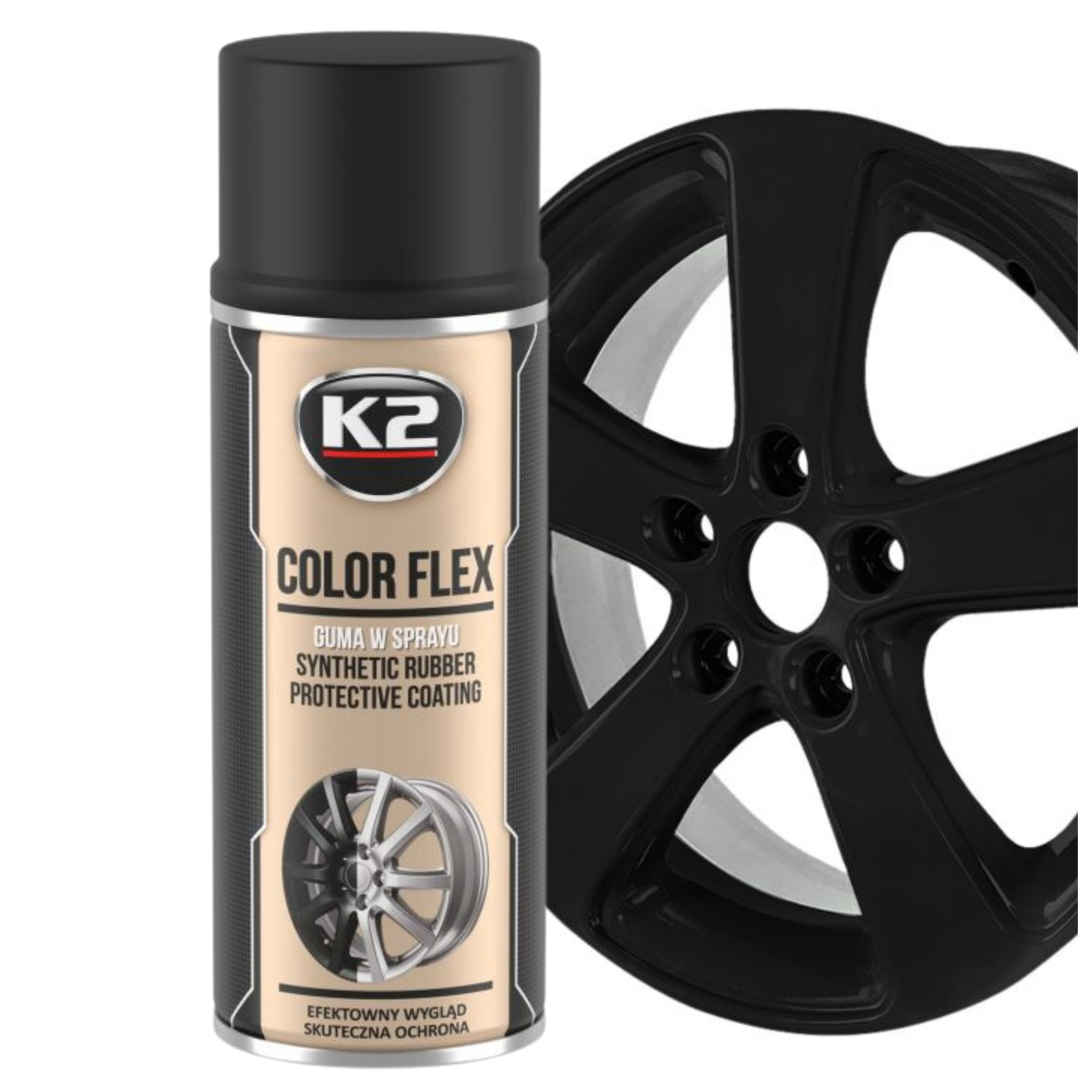 K2 Color Flex Czarny Mat 400ml - płynna guma w sprayu