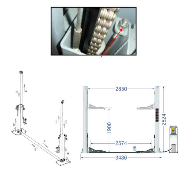 Cava in acciaio per sollevatore Twin Busch TW242A-FZ